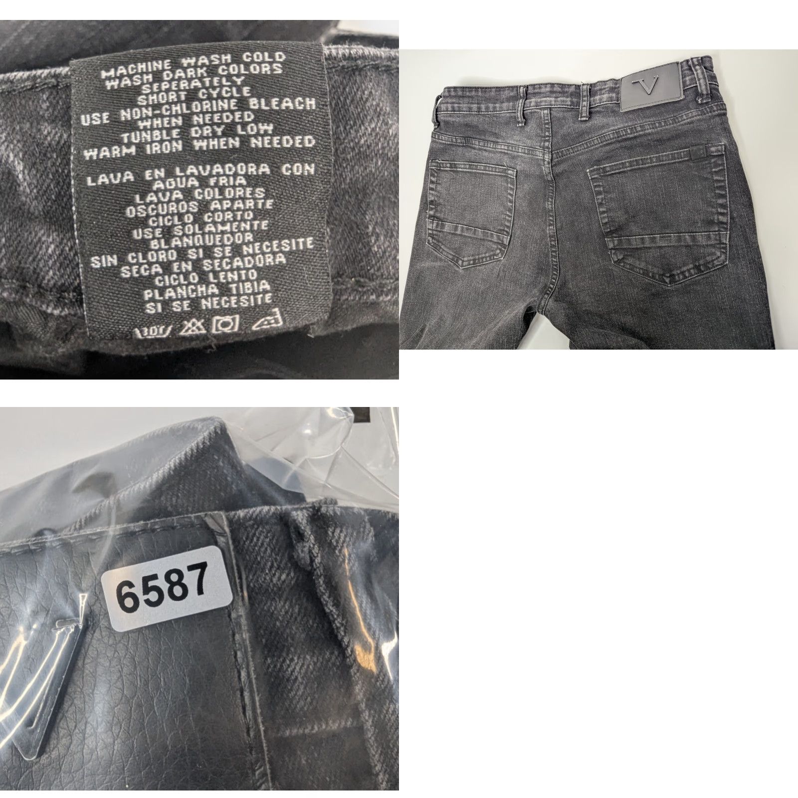 Vintage Vestiti Eleganti Jeans Mens 32x32 Black Denim Stretch Biker Moto Style 80s 90s Hip Hop Size US 32 / EU 48 - 9 Thumbnail
