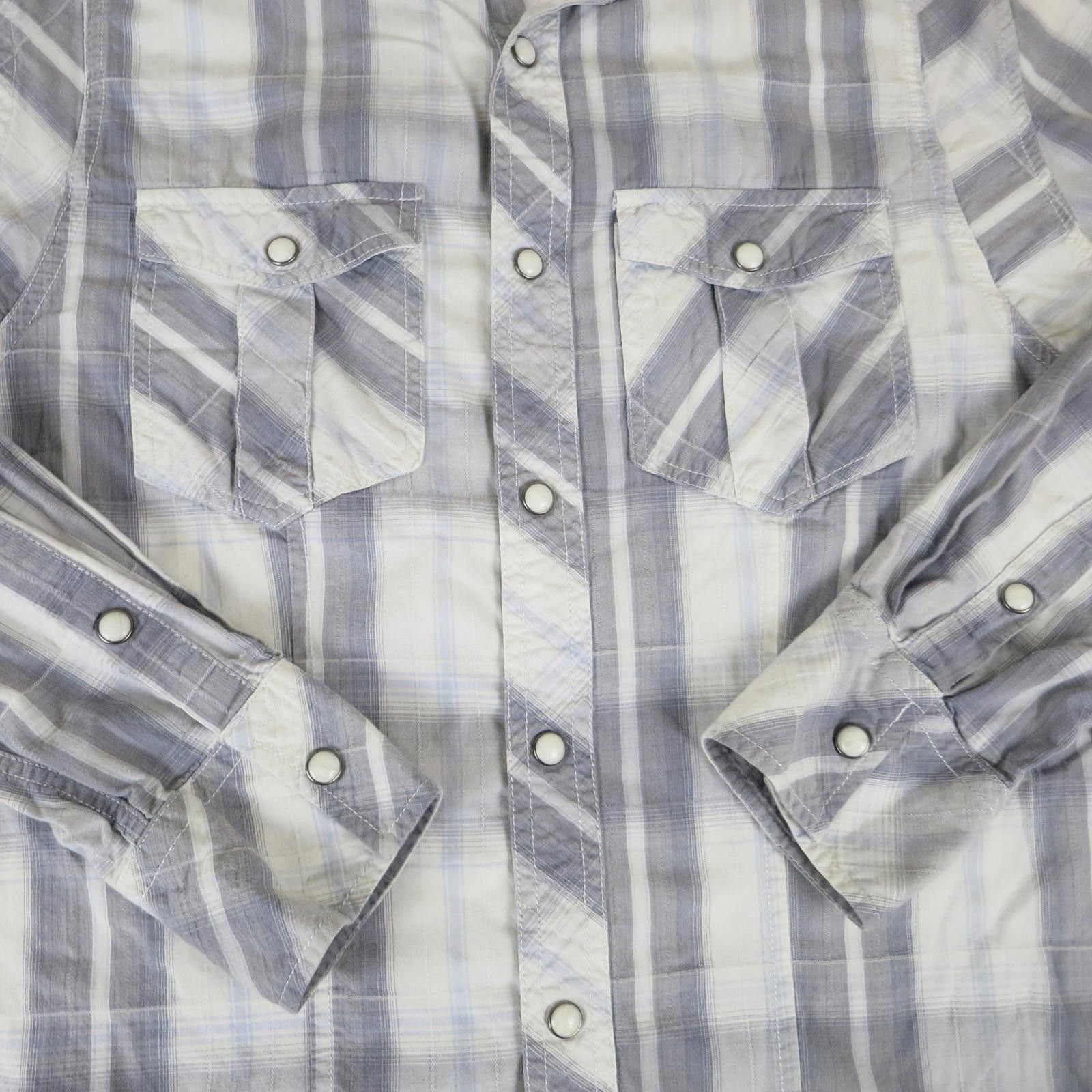Buckle Black Men's Small Slim Fit Long Sleeve Snap Button Plaid Shirt Size US S / EU 44-46 / 1 - 3 Thumbnail