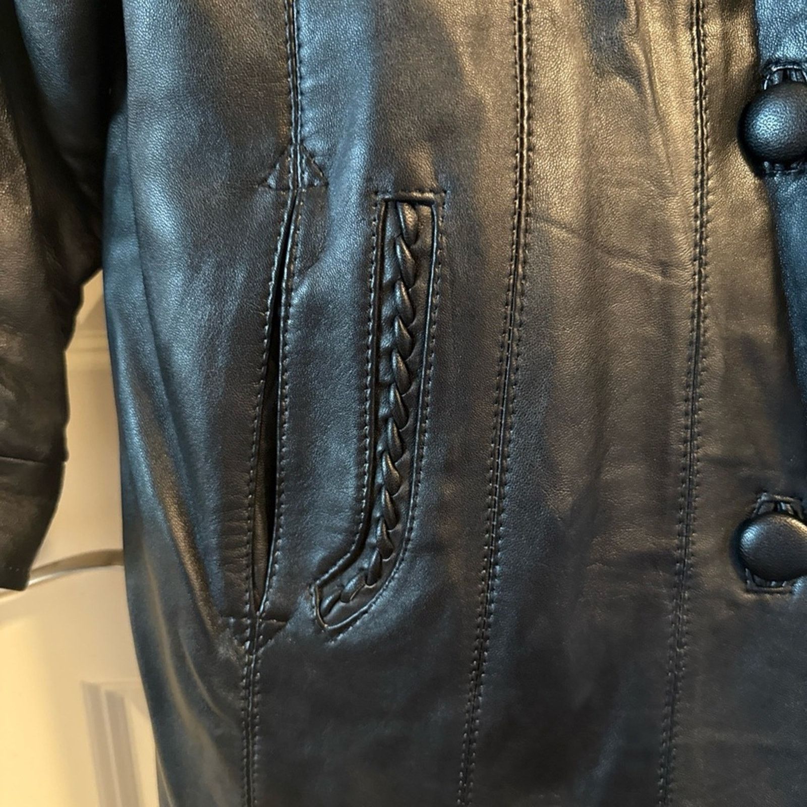 Other Vntg braided leather mid length black leather jkt Size med. Size M / US 6-8 / IT 42-44 - 5 Thumbnail