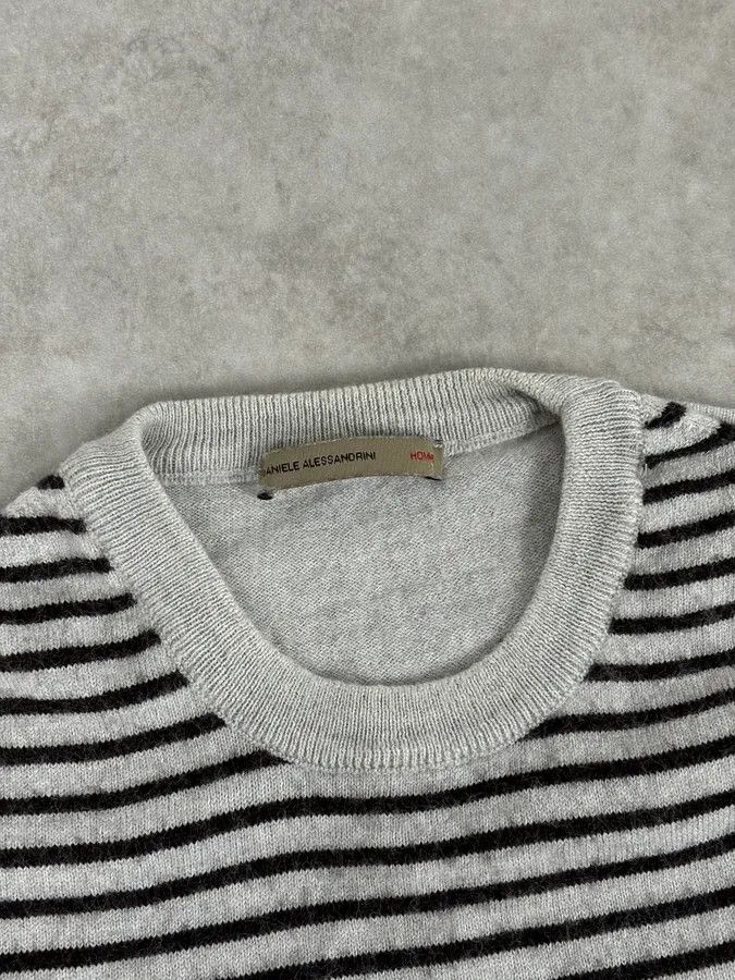 Daniele Alessandrini Daniele Alessandrini Grey & Black Striped Wool Sweater Size US S / EU 44-46 / 1 - 4 Thumbnail