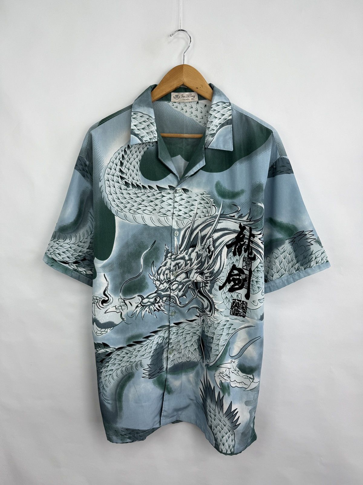 Japanese Brand 🇯🇵 Vintage 90s Japan Dragon Anime Style Shirt Samurai Retro Size US XL / EU 56 / 4 - 3 Thumbnail