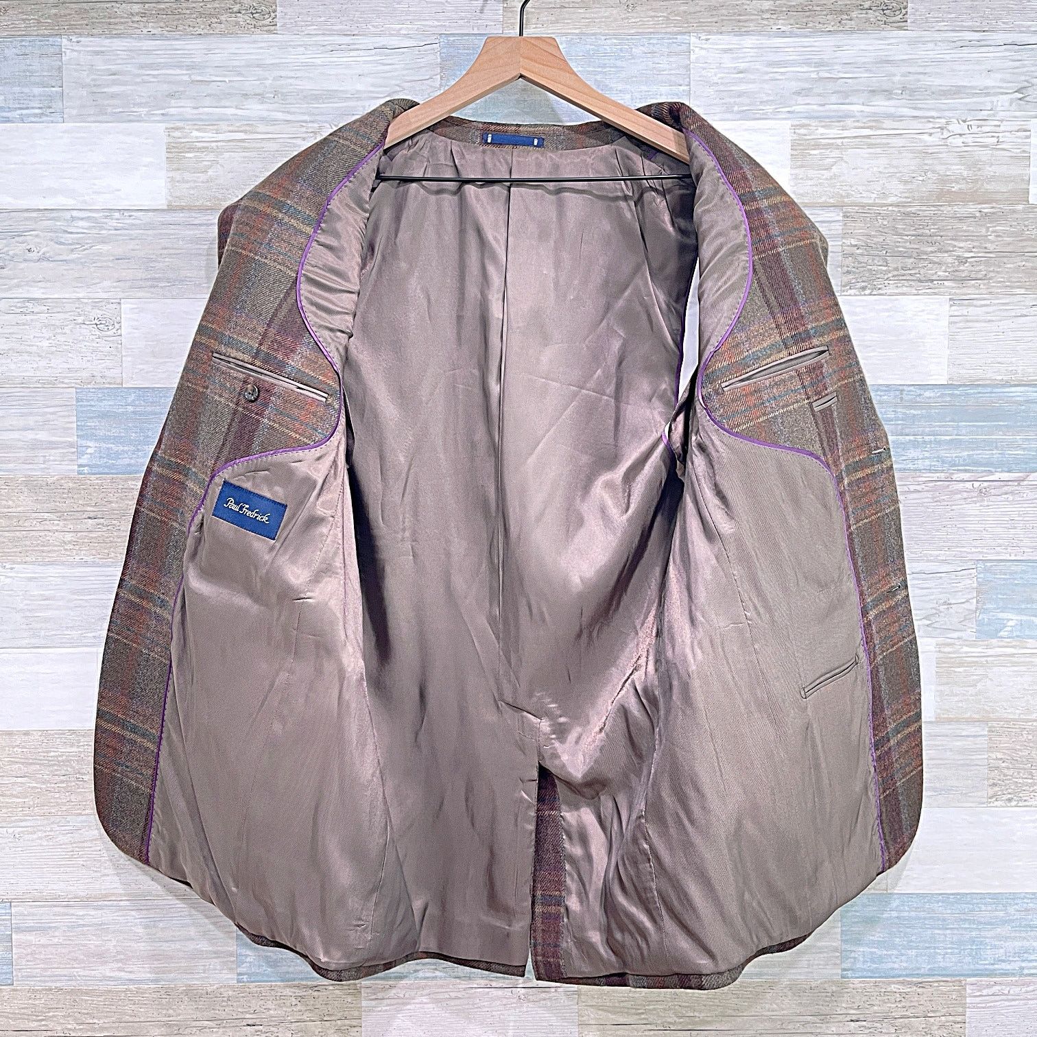 Paul Fredrick Paul Fredrick Wool Donegal Tweed Sport Coat Brown Plaid41R Size 40R - 4 Thumbnail