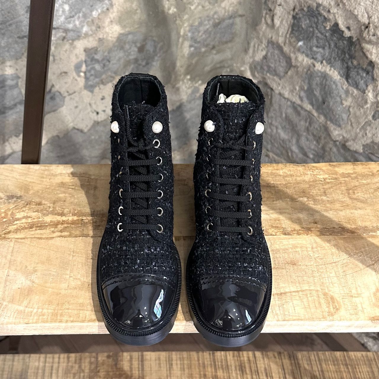 Chanel Chanel 2019 Interlocking CC Tweed Combat Boots Size US 7 / IT 37 - 2 Thumbnail
