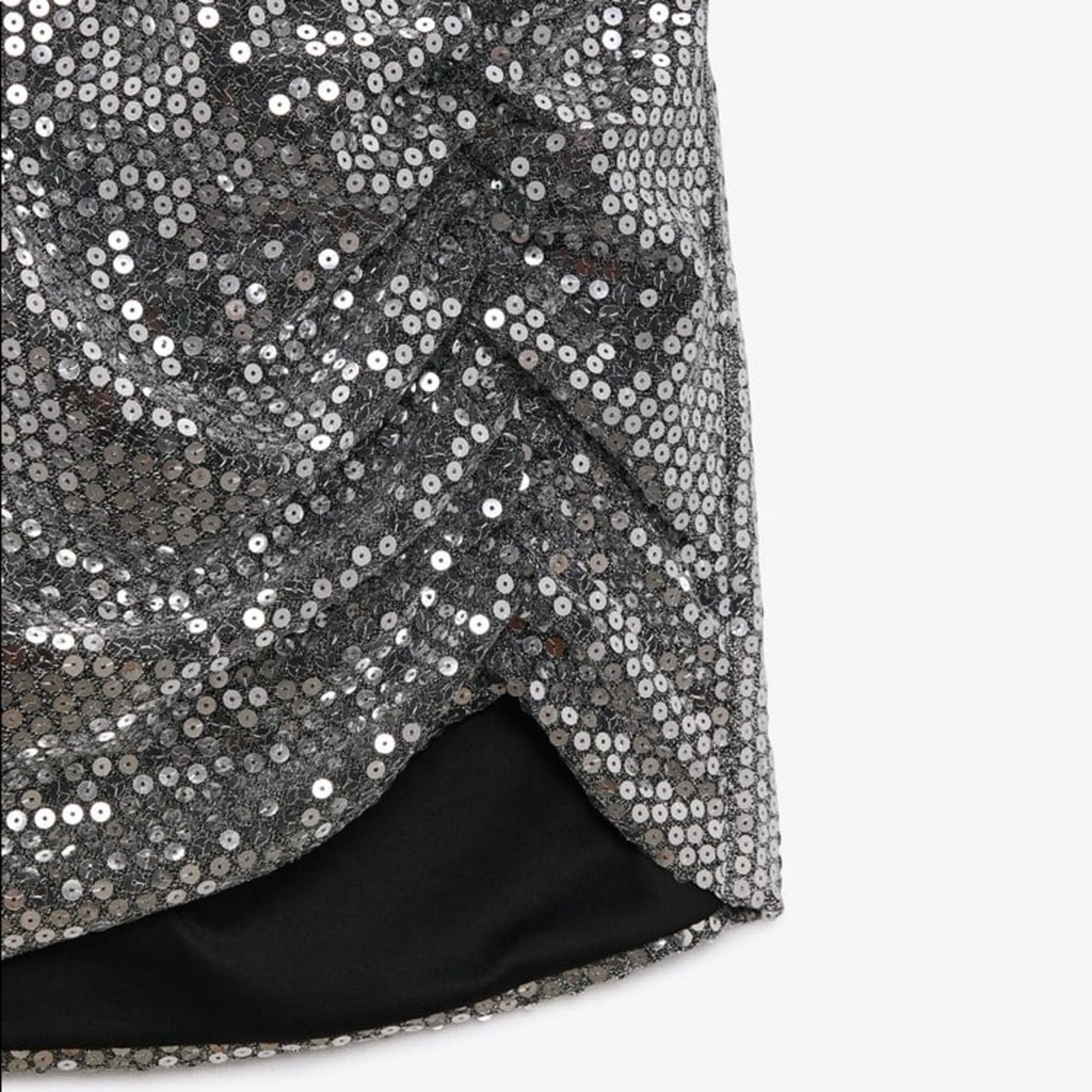 Zara ZARA BLOGGER FAVORITE DRAPED SEQUIN DRESS SILVER Size XS / US 0-2 / IT 36-38 - 15 Thumbnail