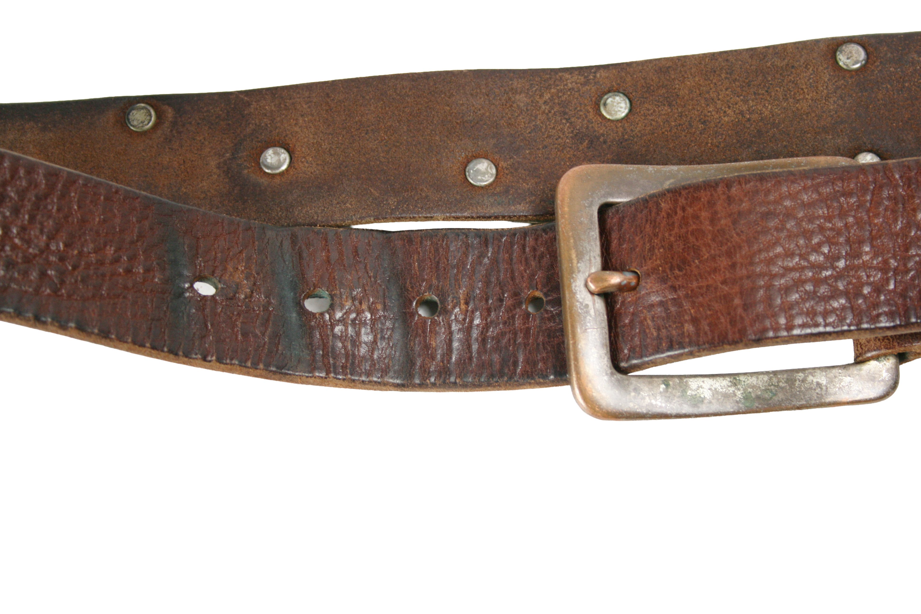 Diesel 00S Y2K Grunge Metal Cow Leather Mechanic Belt Vintage Size 36 - 6 Thumbnail