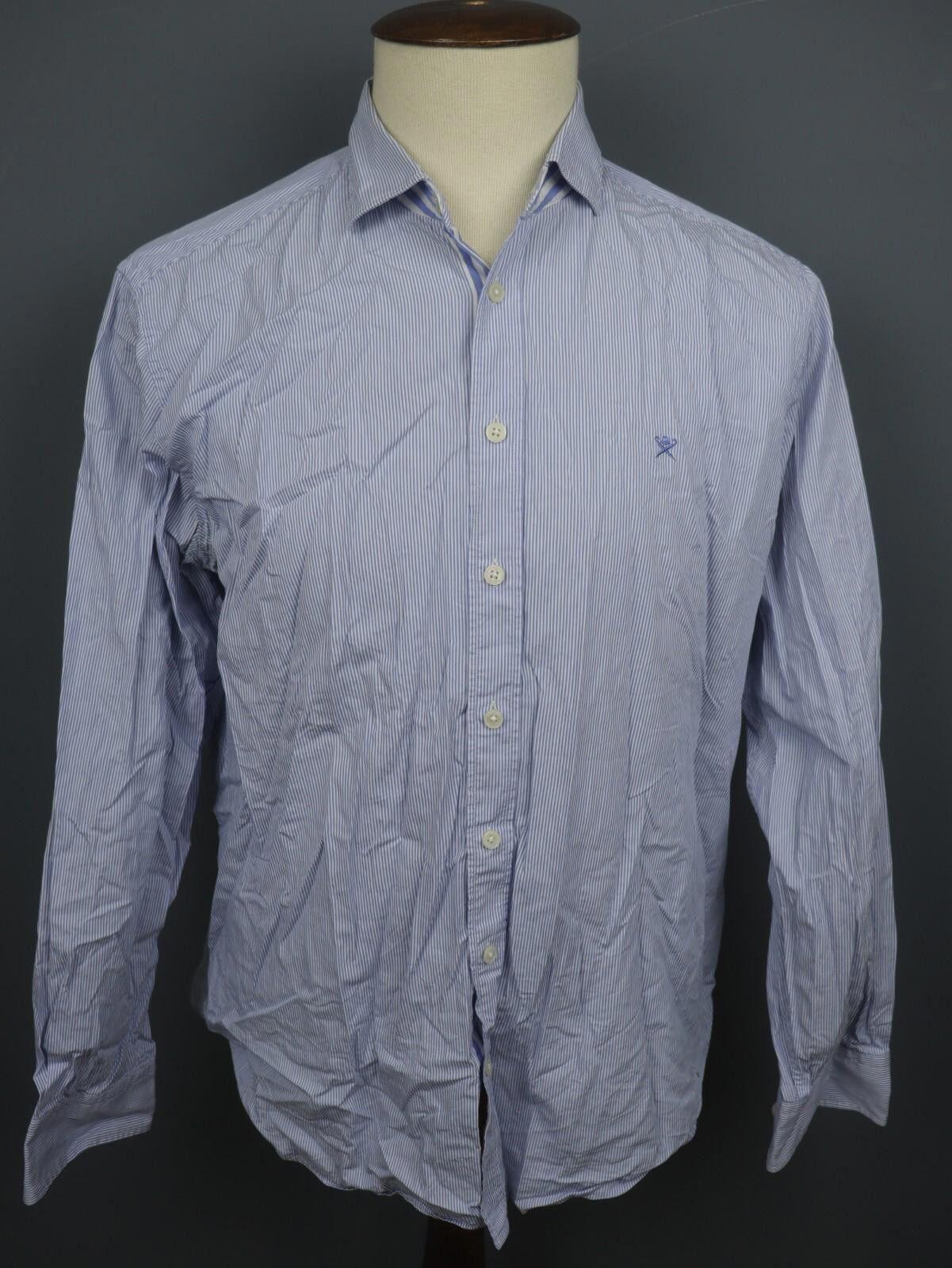 Designer Hackett London Blue Striped Button Up Shirt Size 2XL Size US XXL / EU 58 / 5 - 1 Thumbnail