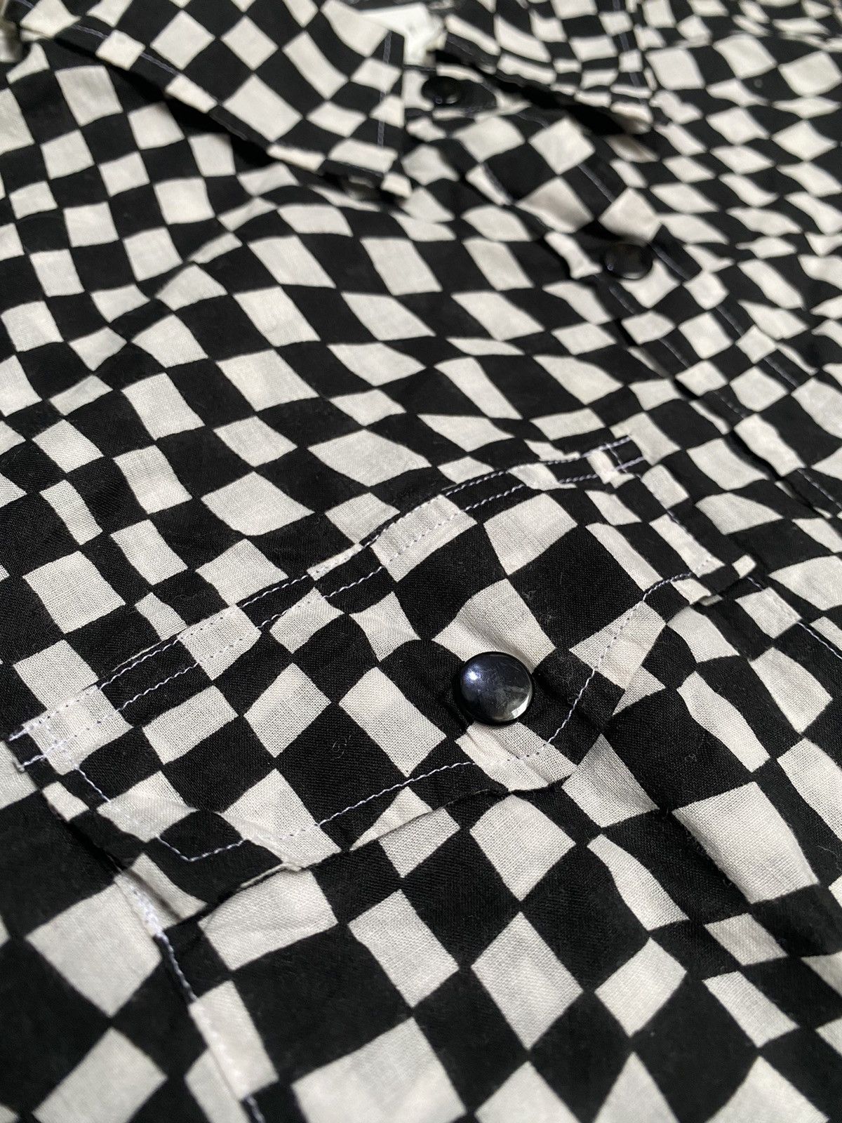 Vintage × agnes b. ‼️RARE‼️ Agnes B. Asymmetrical Checkerboard Pattern Shirt Size S / US 4 / IT 40 - 2 Thumbnail
