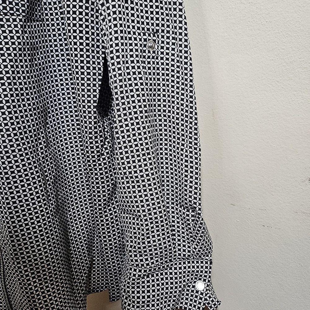 Michael Kors NEW Michael Kors Geometric Black White Full Zip-Up Blouse 3 Size 3XL / US 20-22 - 6 Thumbnail
