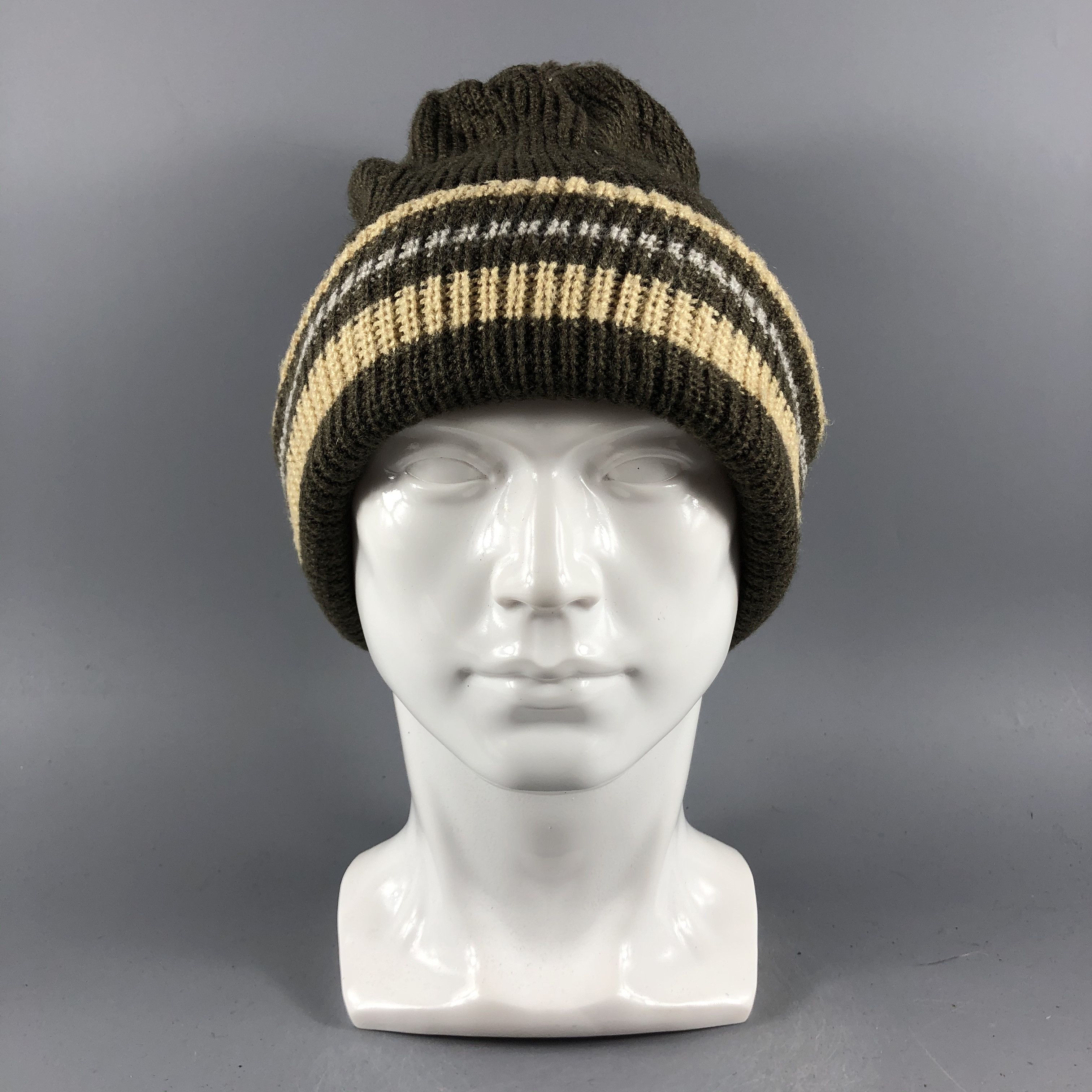 image of Vintage Unknown Hats Stripe Beanie Slouchy Snow Hat Snow Cap B1299, Men's