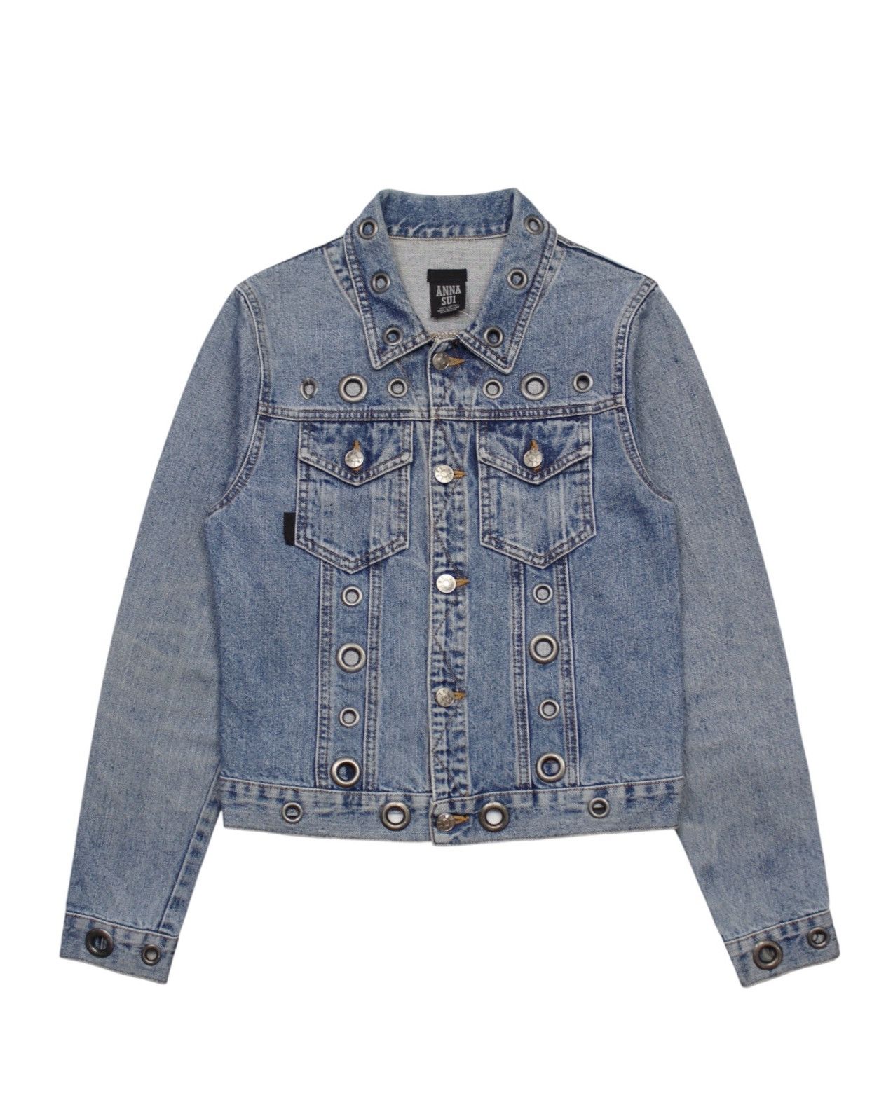 Anna Sui 2000S ANNA SUI GROMMETED DENIM JACKET Size M / US 6-8 / IT 42-44 - 1 Thumbnail