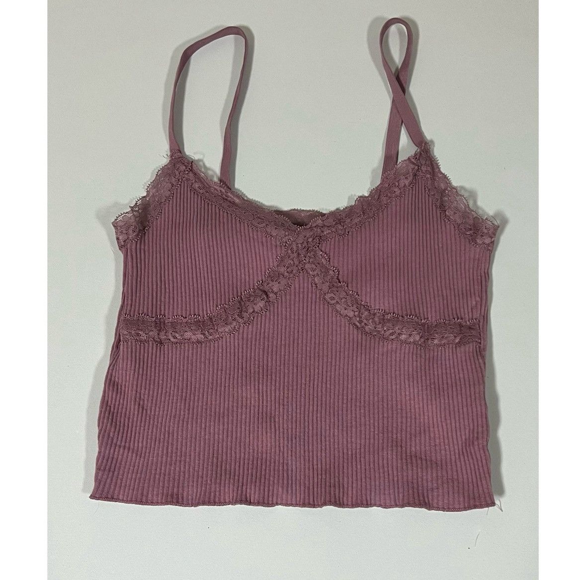 Cotton On Cotton On Mauve Lace Tank Crop Top Shirt Camisole Size XS 🎀 Size XS / US 0-2 / IT 36-38 - 2 Thumbnail