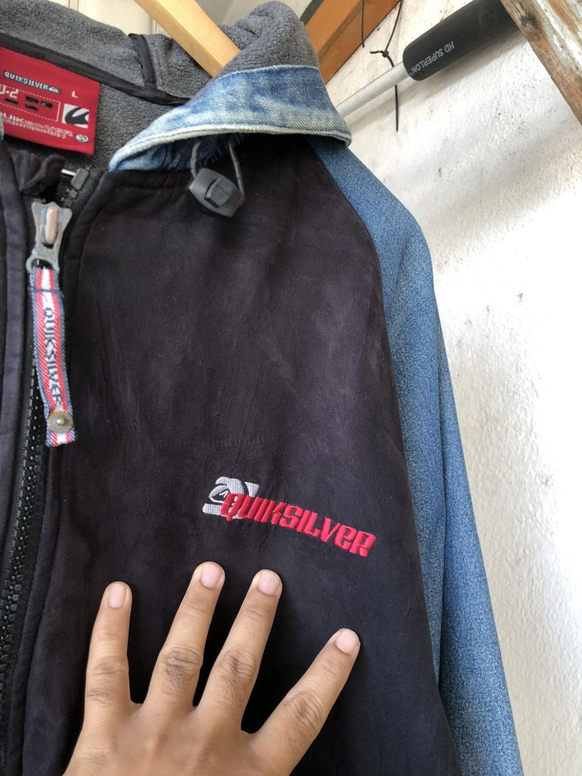 Quiksilver Vintage 90s Quiksilver 70 Denim Distressed Hoodie Jacket Size US XXL / EU 58 / 5 - 12 Thumbnail