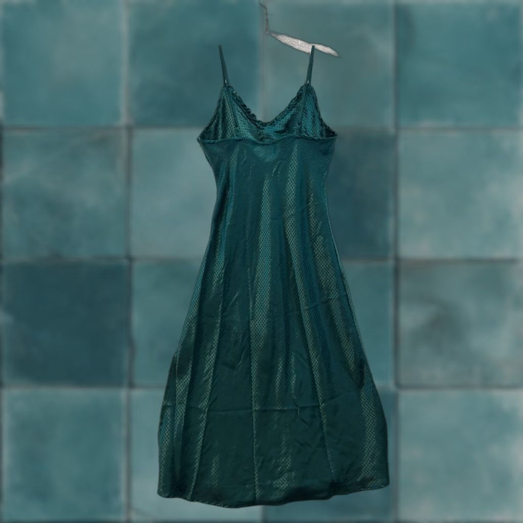Vintage VINTAGE Y2K Emerald Green Satin Midi Slip Dress M Boho Fairy Cottagecore Peasant Dress Women Size M / US 6-8 / IT 42-44 - 1 Thumbnail