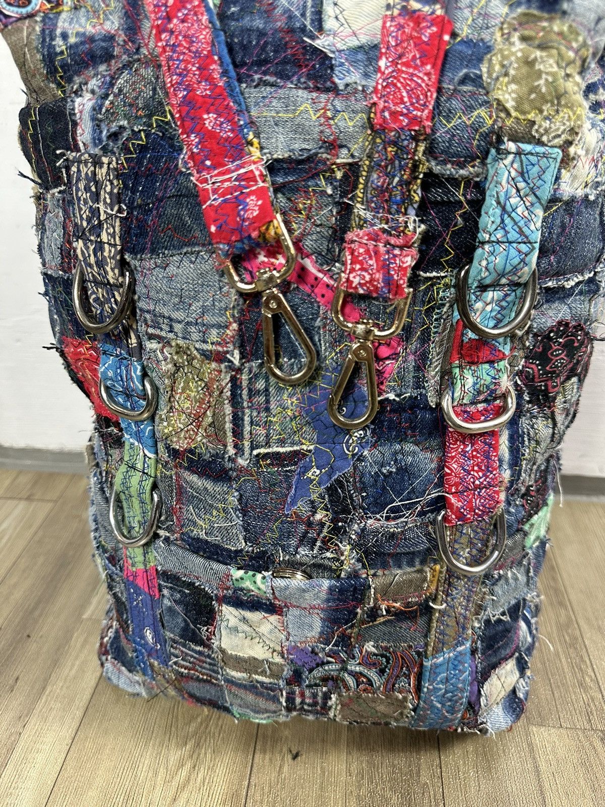 Art Comes First Custom Made Paisley denim Patchwork Roll top Backpack Size ONE SIZE - 2 Thumbnail