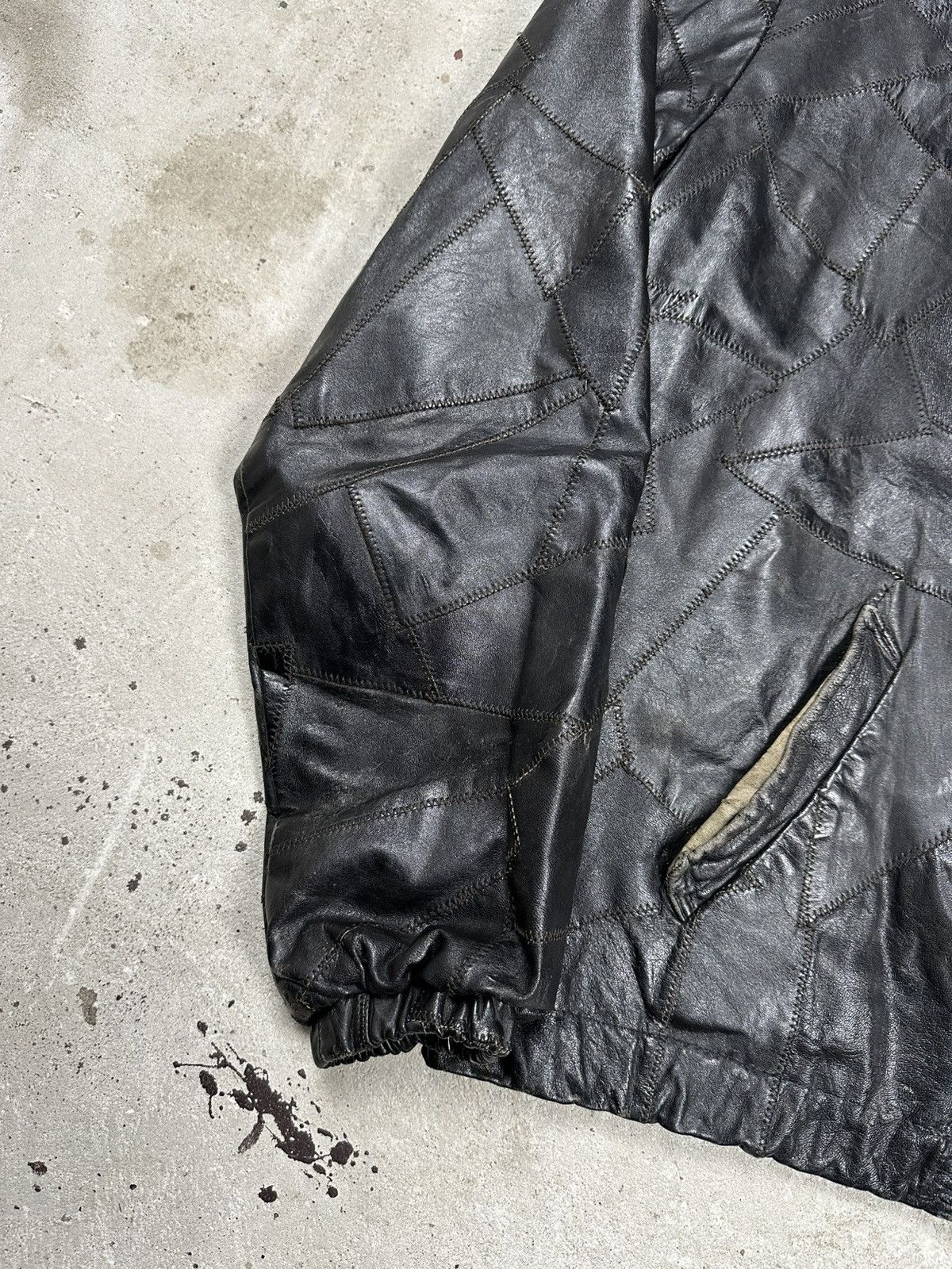 Vintage Vintage 90s Black Patchwork Bomber Leather Jacket Size US M / EU 48-50 / 2 - 3 Thumbnail
