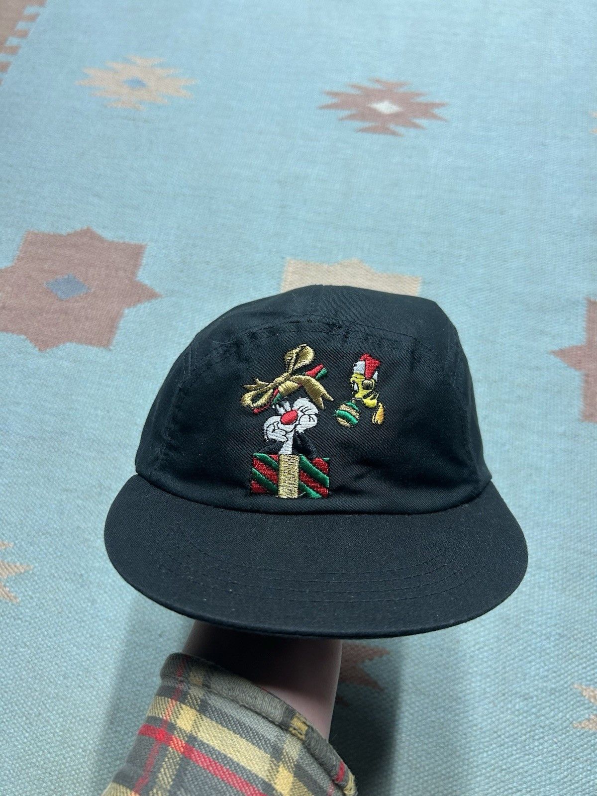 Vintage Vtg looney tunes 5 panel hat cap Christmas Sylvester tweety Size ONE SIZE - 2 Thumbnail