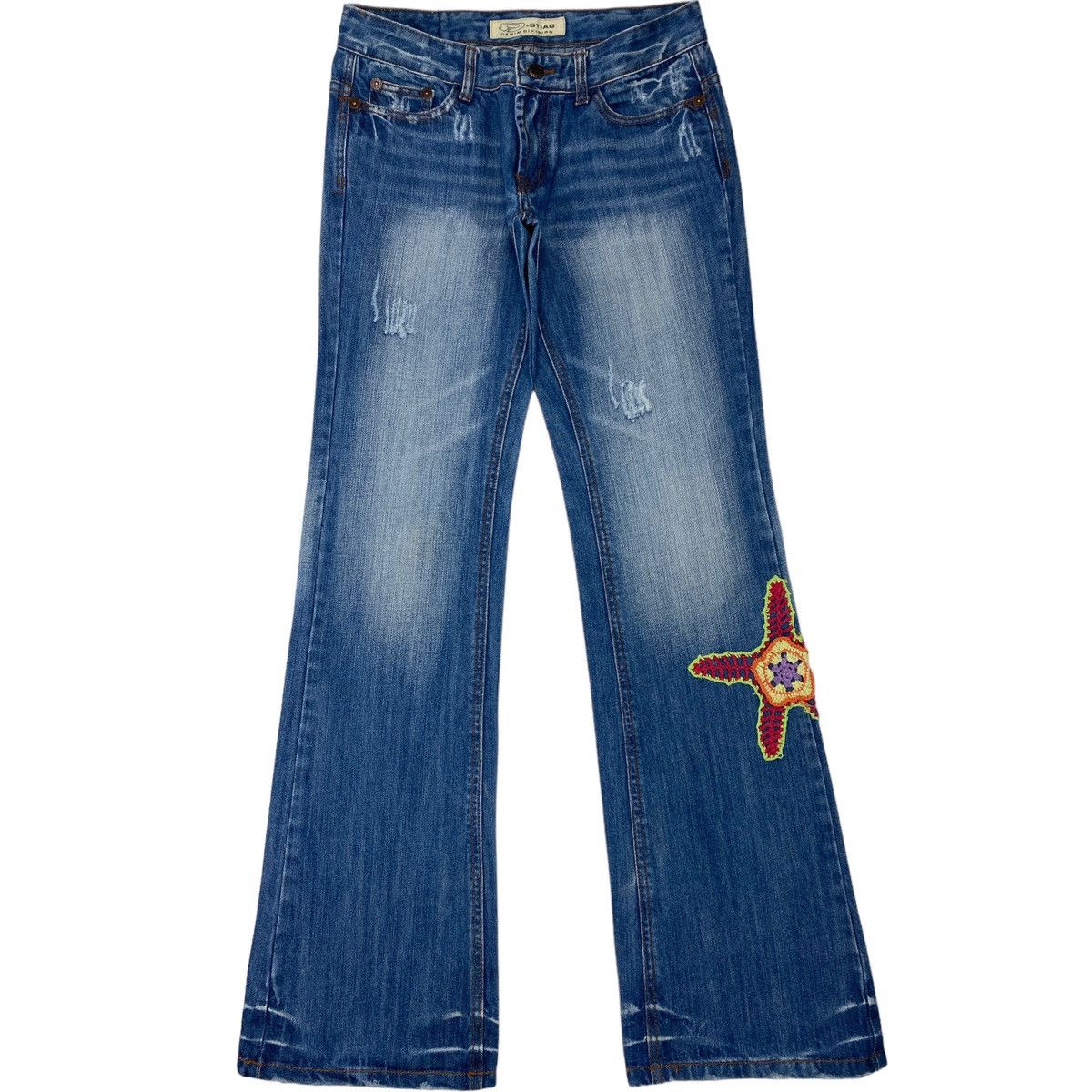 Vintage 🔥LASTDROP🔥 Y2K L Low Rise Starfish Flared Denim Jeans Pants Size 32" / US 10 / IT 46 - 1 Thumbnail