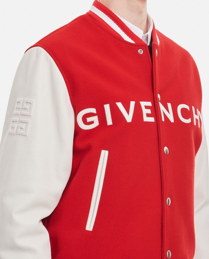 Givenchy o1srvl11e1224 Varsity Wool And Leather Jacket in Red Size US L / EU 52-54 / 3 - 4 Thumbnail
