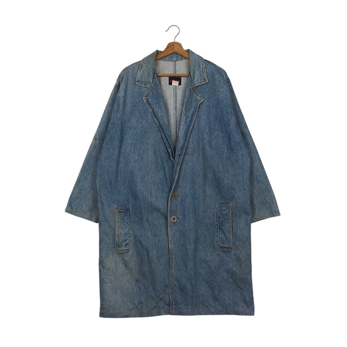 Japanese Brand 📌Vintage Denim Long Jacket Biker Sunbelt Made in Usa Size US M / EU 48-50 / 2 - 1 Thumbnail