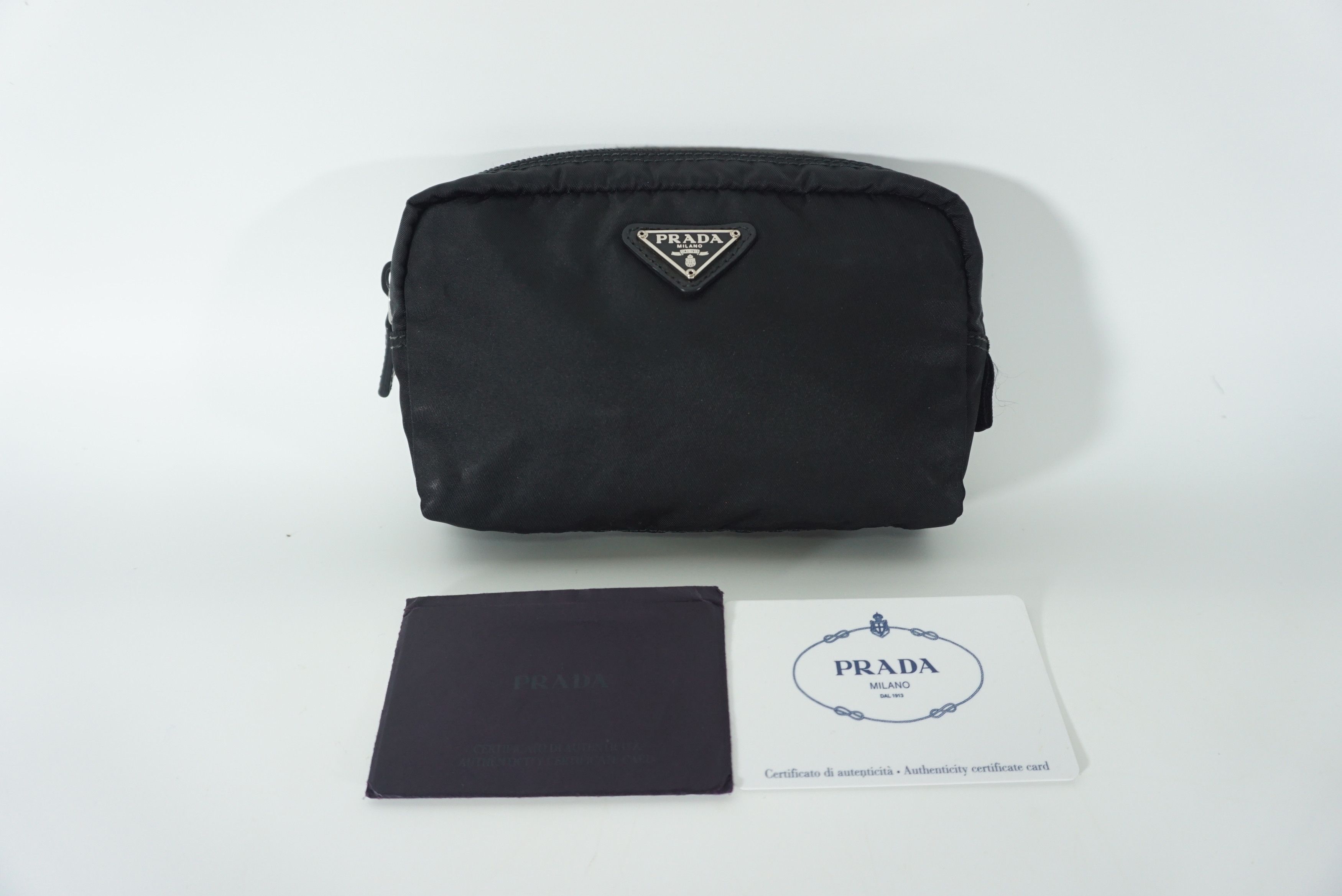 image of Prada Pouch 1N0021 Vera Nylon Cosmetic in Black, Women's