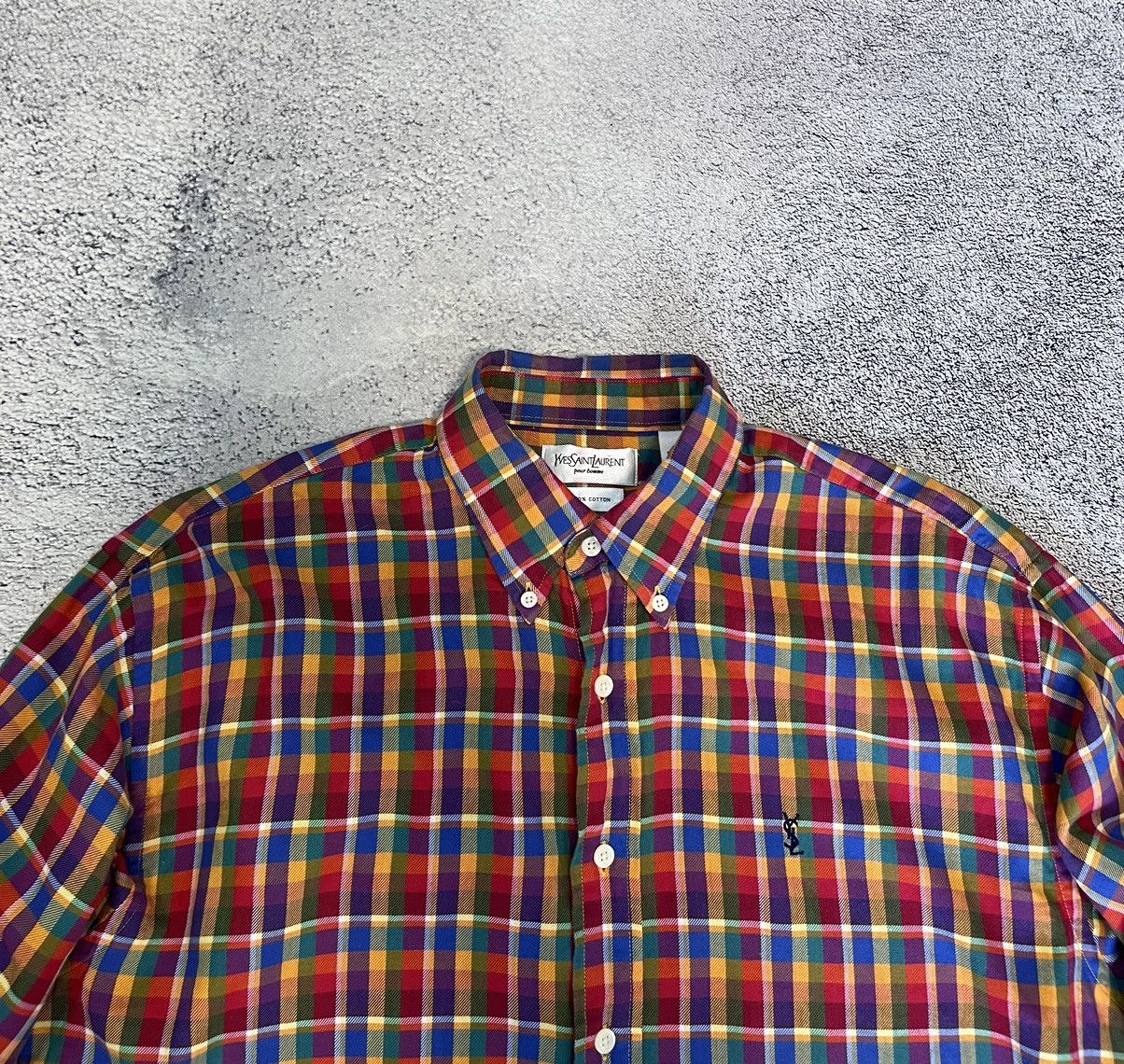 Yves Saint Laurent YSL Yves Saint Laurent Mens L Plaid Shirt Vintage Hong Kong Size US L / EU 52-54 / 3 - 7 Thumbnail