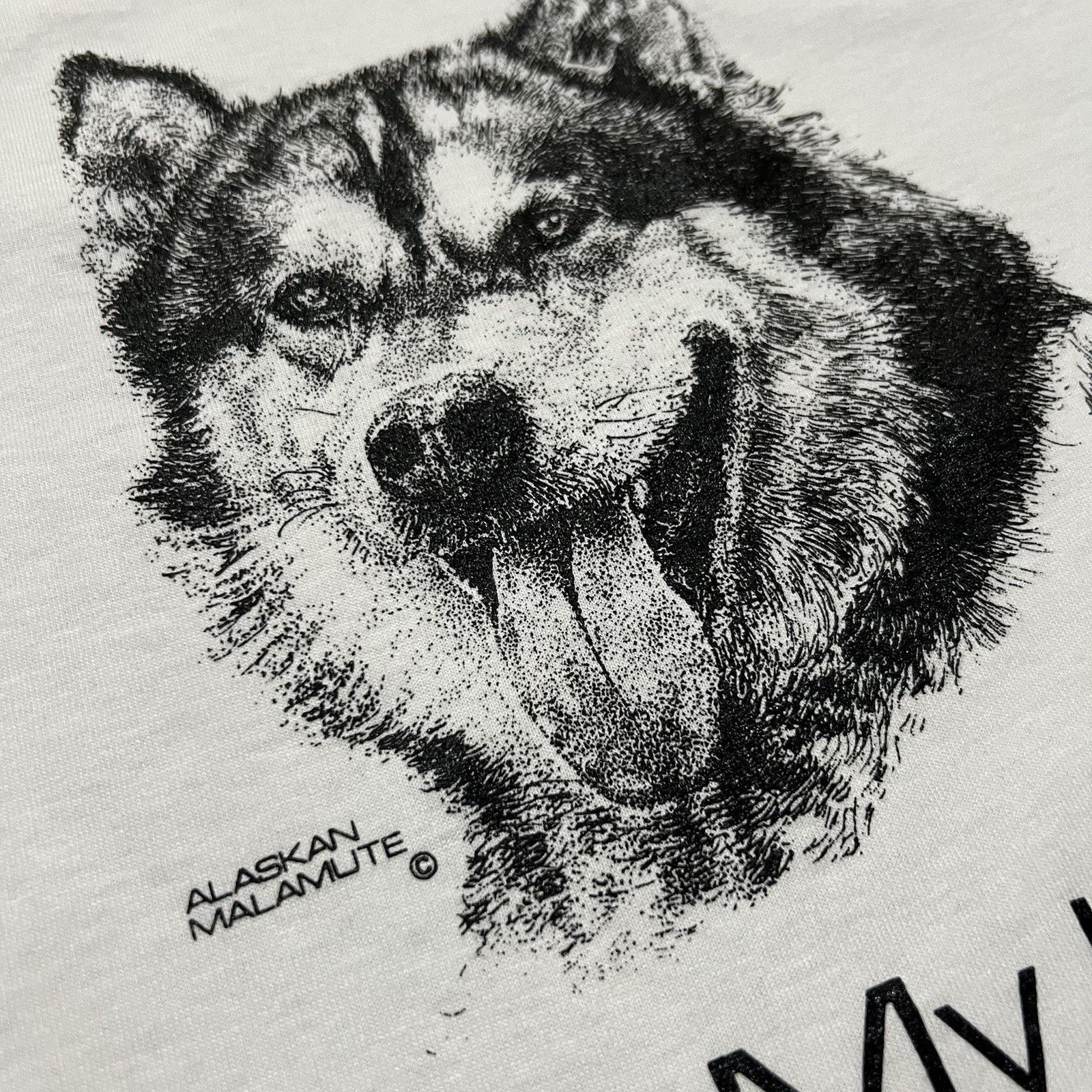 Vintage VTG Alaskan Malamute T Shirt White 90s "I Love My Human" Size M / US 6-8 / IT 42-44 - 4 Thumbnail