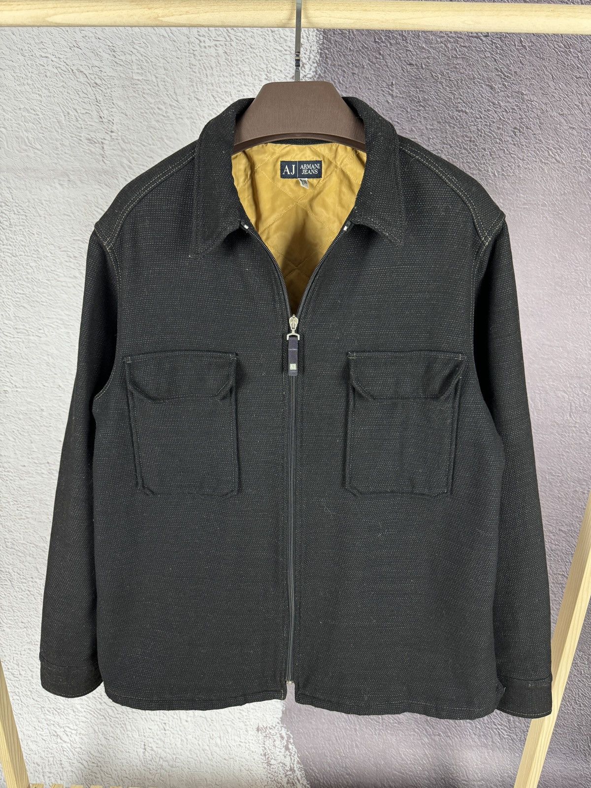 Armani Armani Jeans vintage wool hemp dark brown full zip jacket Size US XXL / EU 58 / 5 - 2 Thumbnail