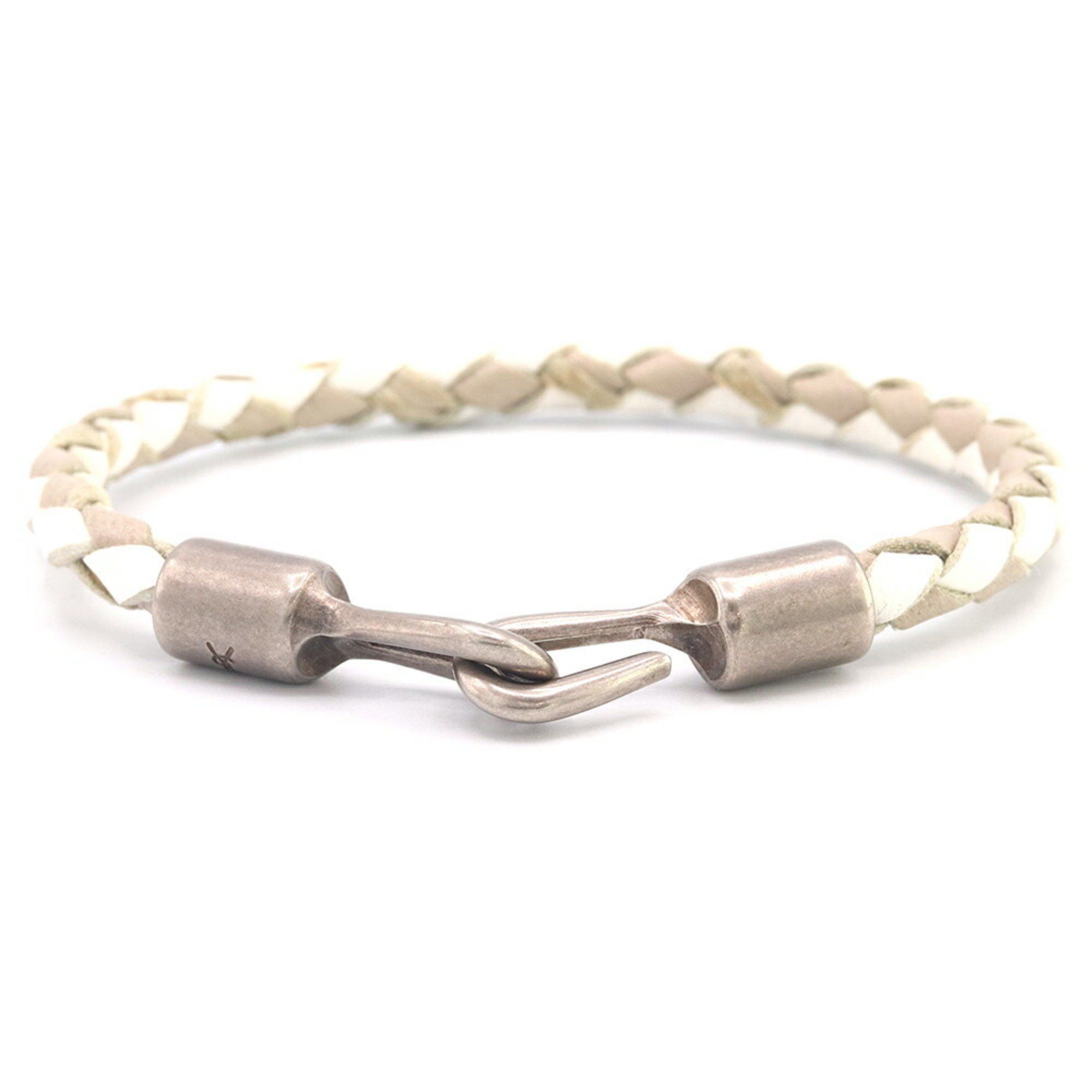 Saint Laurent Paris Saint Laurent Bracelet Gray White Leather Metal Bangle for Men and Women SAINT LAURENT Size ONE SIZE - 1 Thumbnail