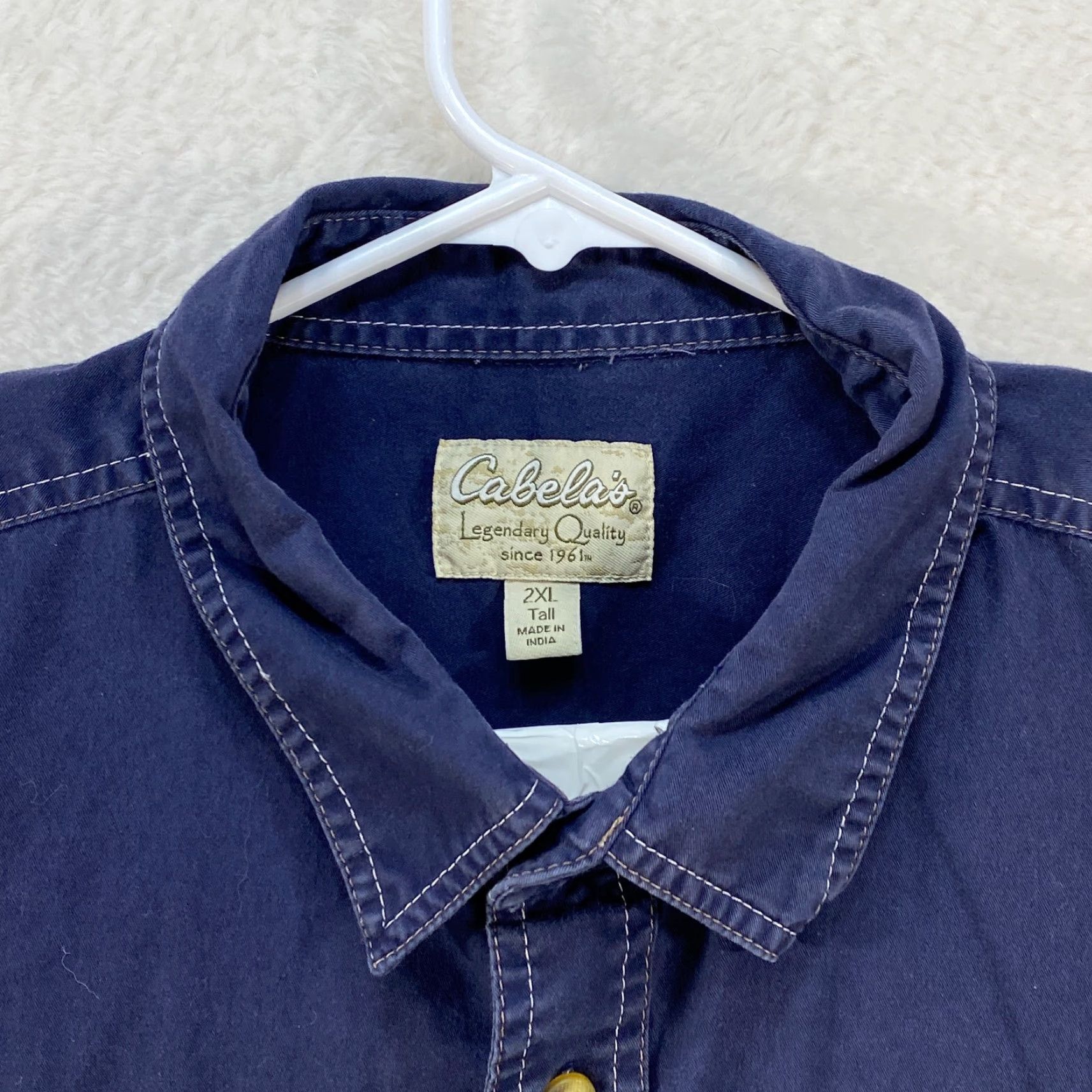Vintage VINTAGE Cabela's Long Sleeve Button Up Blue Shirt Mens 2XL Tall Cotton Shirt Size US XXL / EU 58 / 5 - 8 Thumbnail