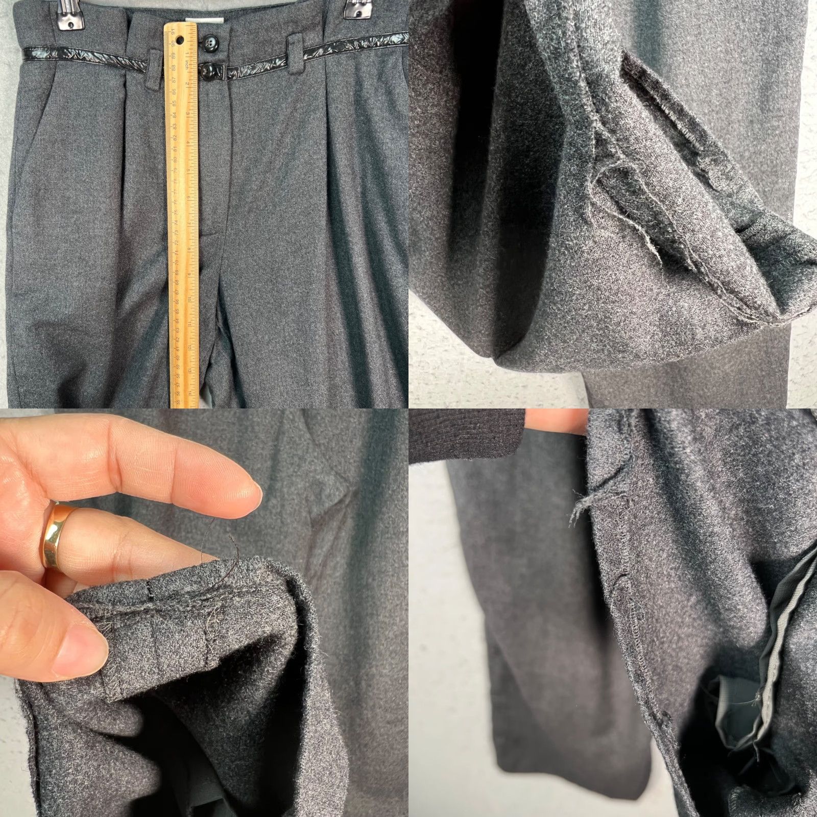 Armani VINTAGE Armani Collezioni Womens Gray Wool Wide-Leg Trousers Made In Italy Dress Pants Wool Pleated 27in Waist 24in Inseam Gray Womens Size 27" / US 4 / IT 40 - 8 Thumbnail