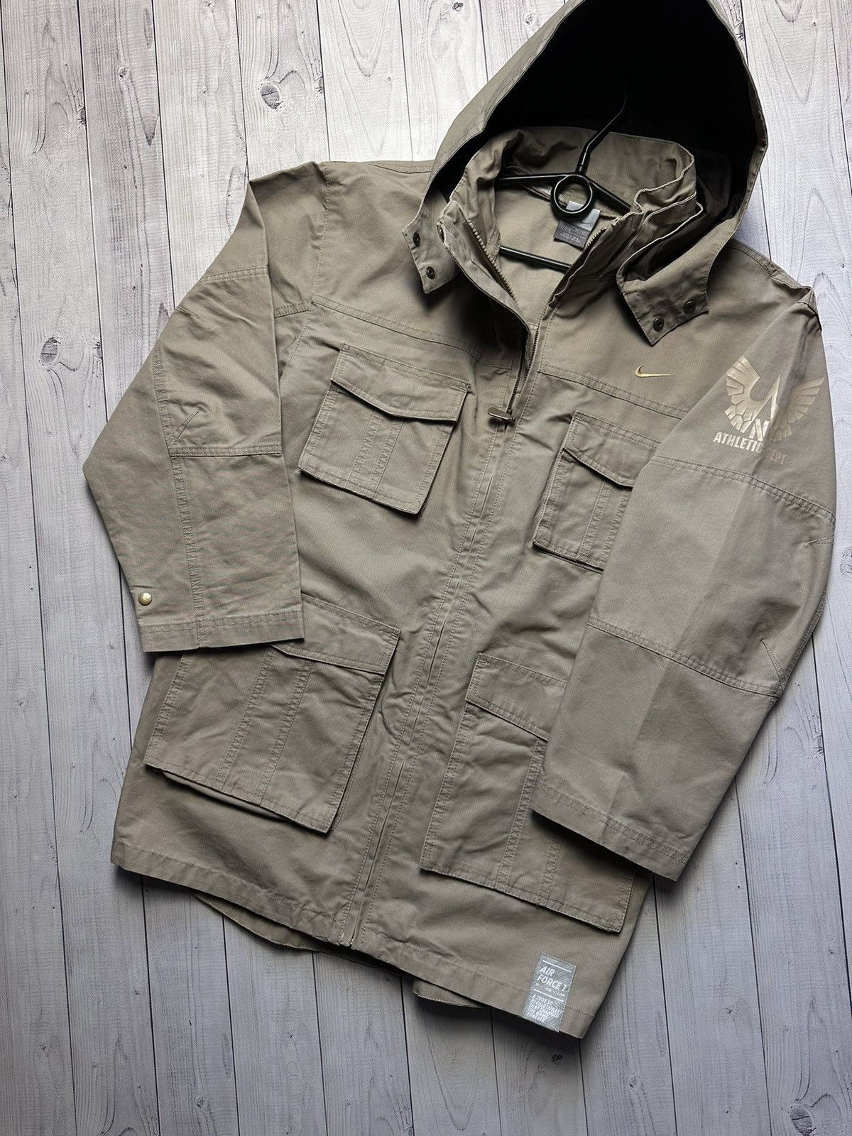 Nike × Vintage Vintage Nike Denim parka jacket army logo rare size Xs/S Size US S / EU 44-46 / 1 - 2 Thumbnail