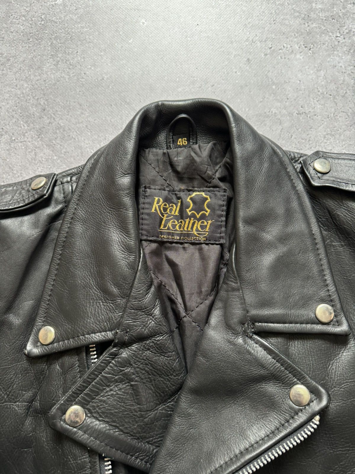 Genuine Leather × Vintage Vintage 90s Ramones Style Biker Leather Jacket Size US S / EU 44-46 / 1 - 5 Thumbnail