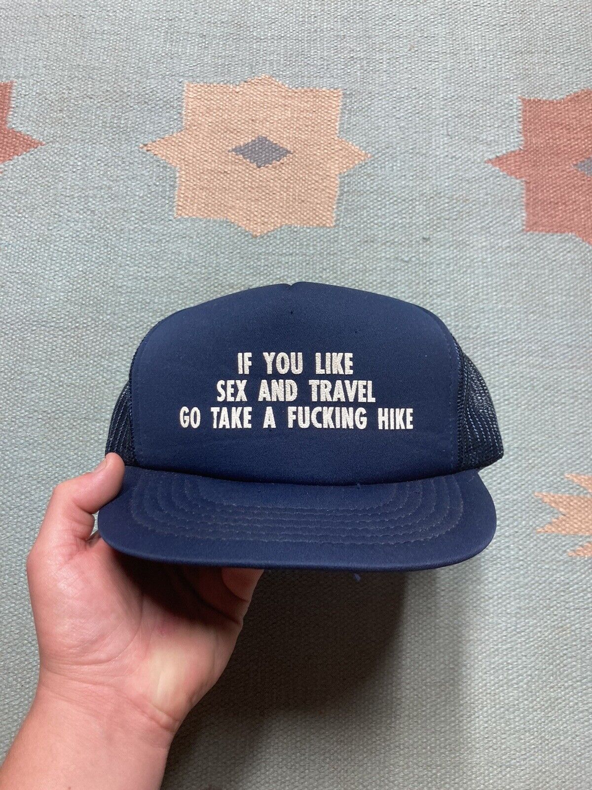 Vintage VTG trucker hat if you like sex travel take fuc*ing hike Size ONE SIZE - 2 Thumbnail