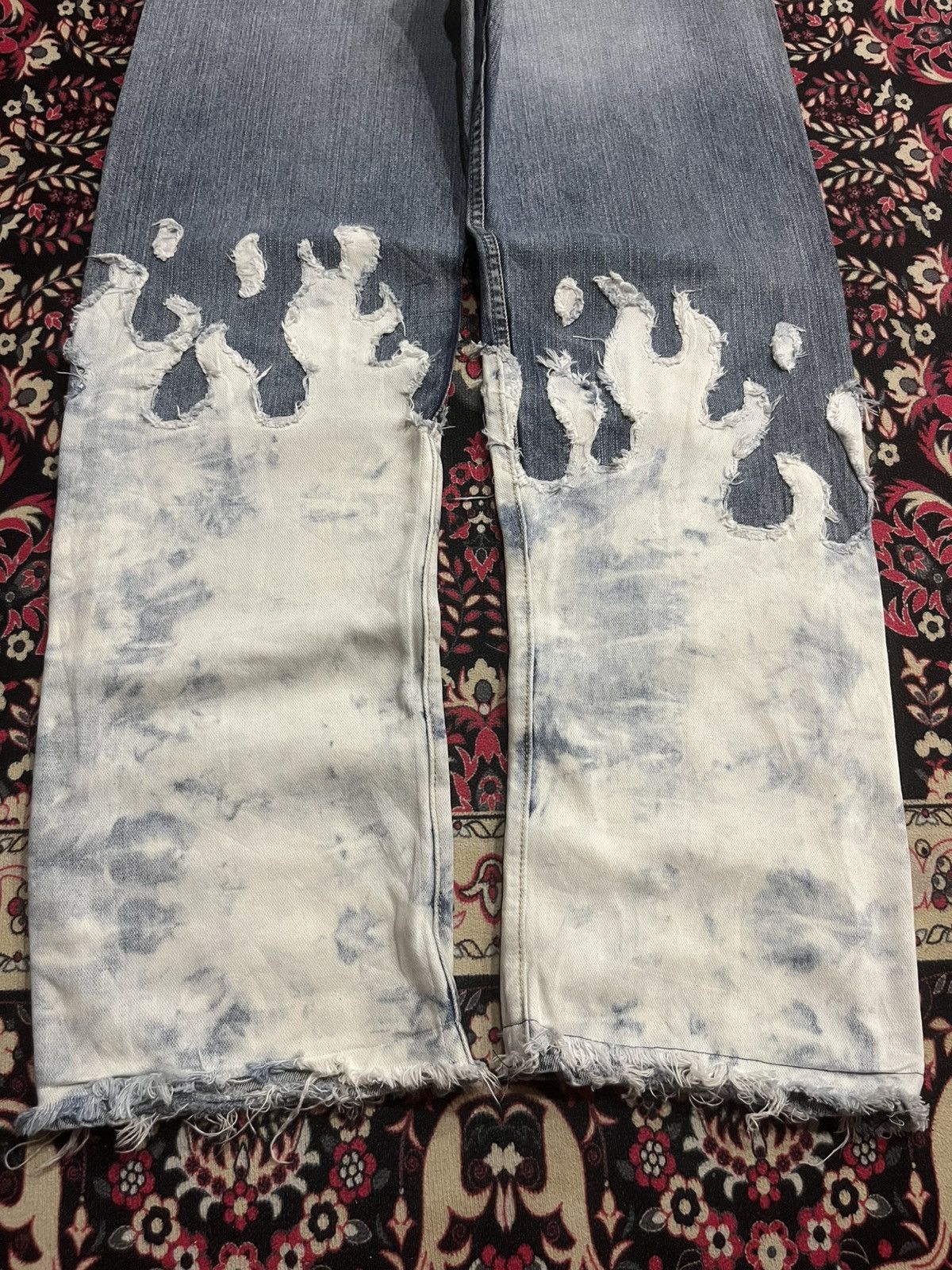 Levi's Vintage Levi’s 503 Reworked White Bleached Flames Jeans Size US 34 / EU 50 - 10 Thumbnail