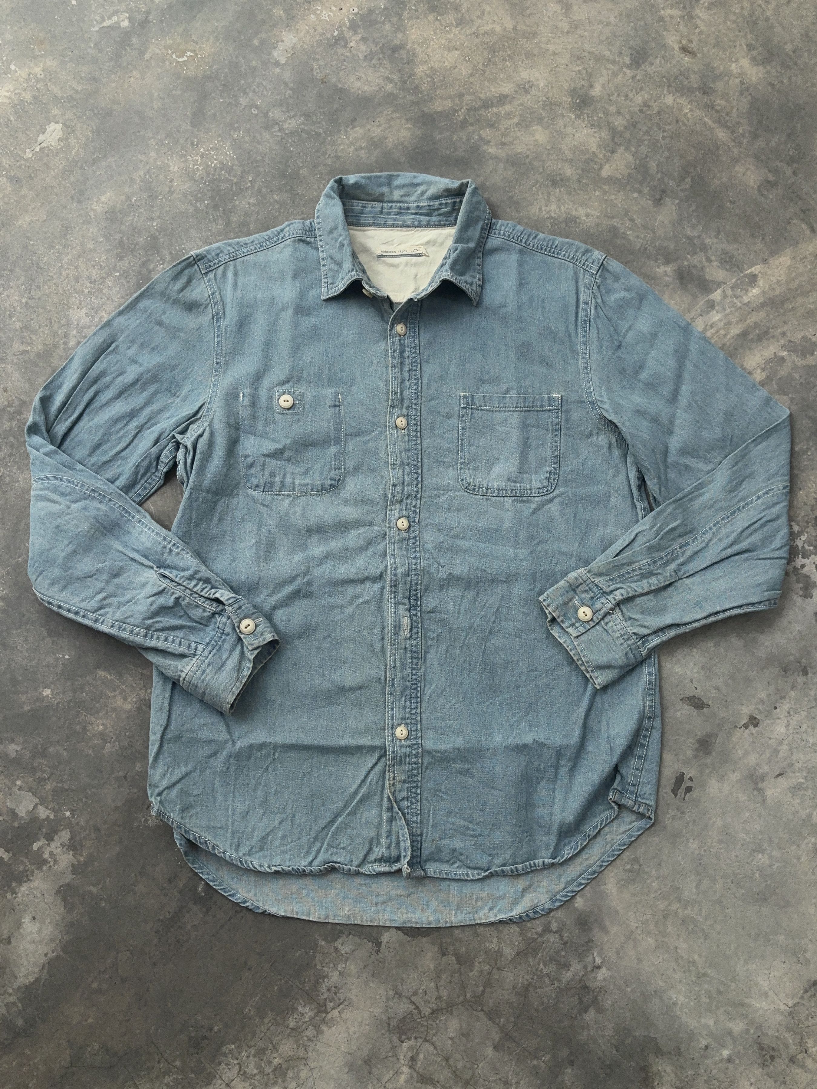 Other Northern Truck American Denim Vintage Blue Button Up Shirt Size US M / EU 48-50 / 2 - 1 Thumbnail