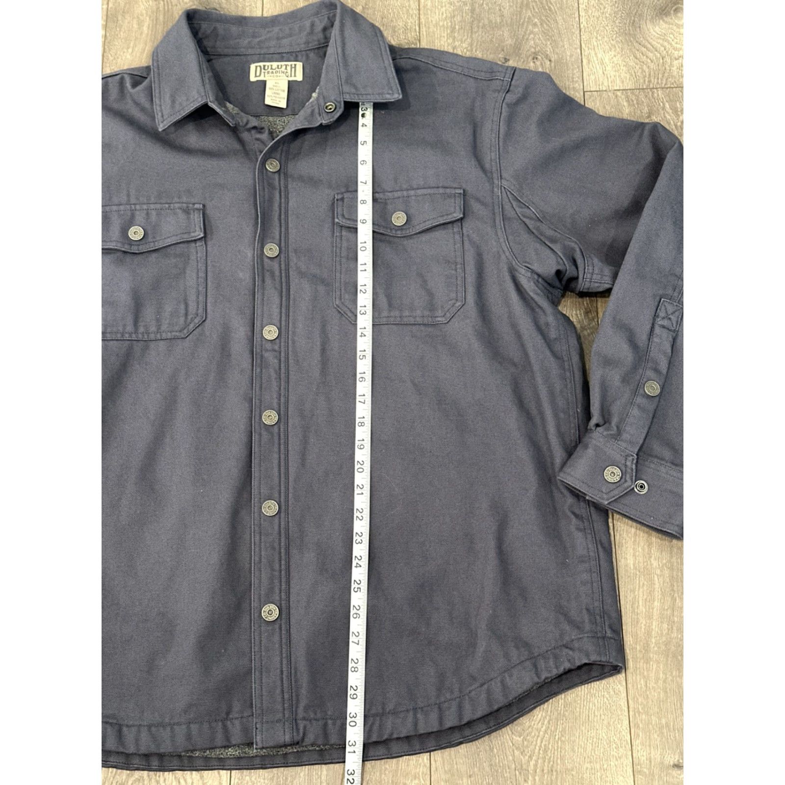 CO Duluth Trading Co Fleece Lined Men Large Heavy Blue Canvas Work Shirt Jacket Size US L / EU 52-54 / 3 - 3 Thumbnail