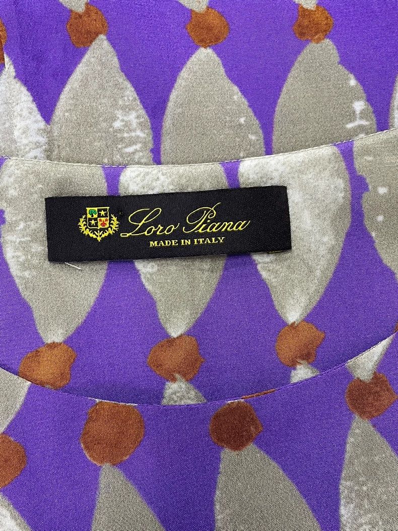 Loro Piana LORO PIANA Purple and silver silk printed dress Size XS / US 0-2 / IT 36-38 - 4 Thumbnail