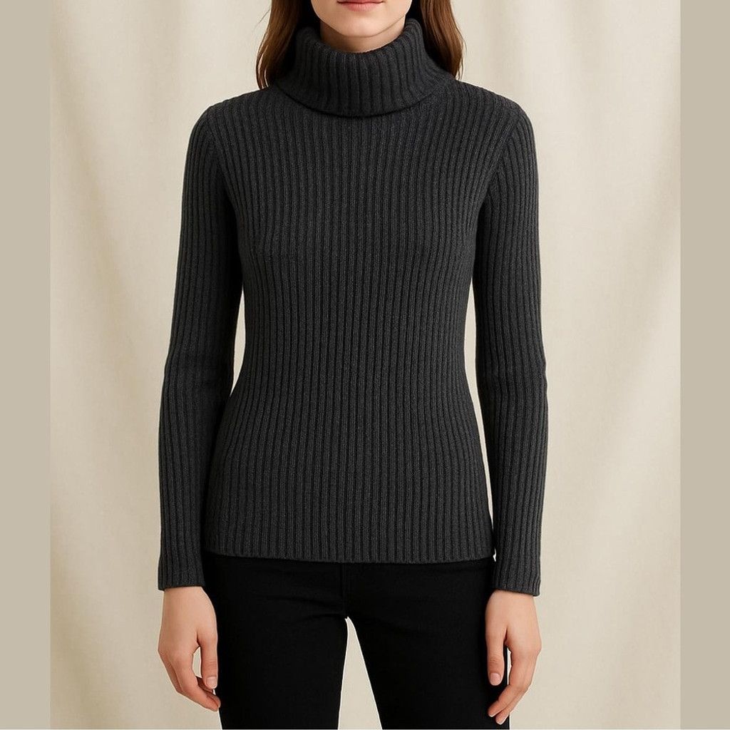 Aritzia Babaton Grey Ribbed Cashmere Merino Turtleneck Sweater XXS Size XXS / US 00 / IT 34 - 1 Thumbnail