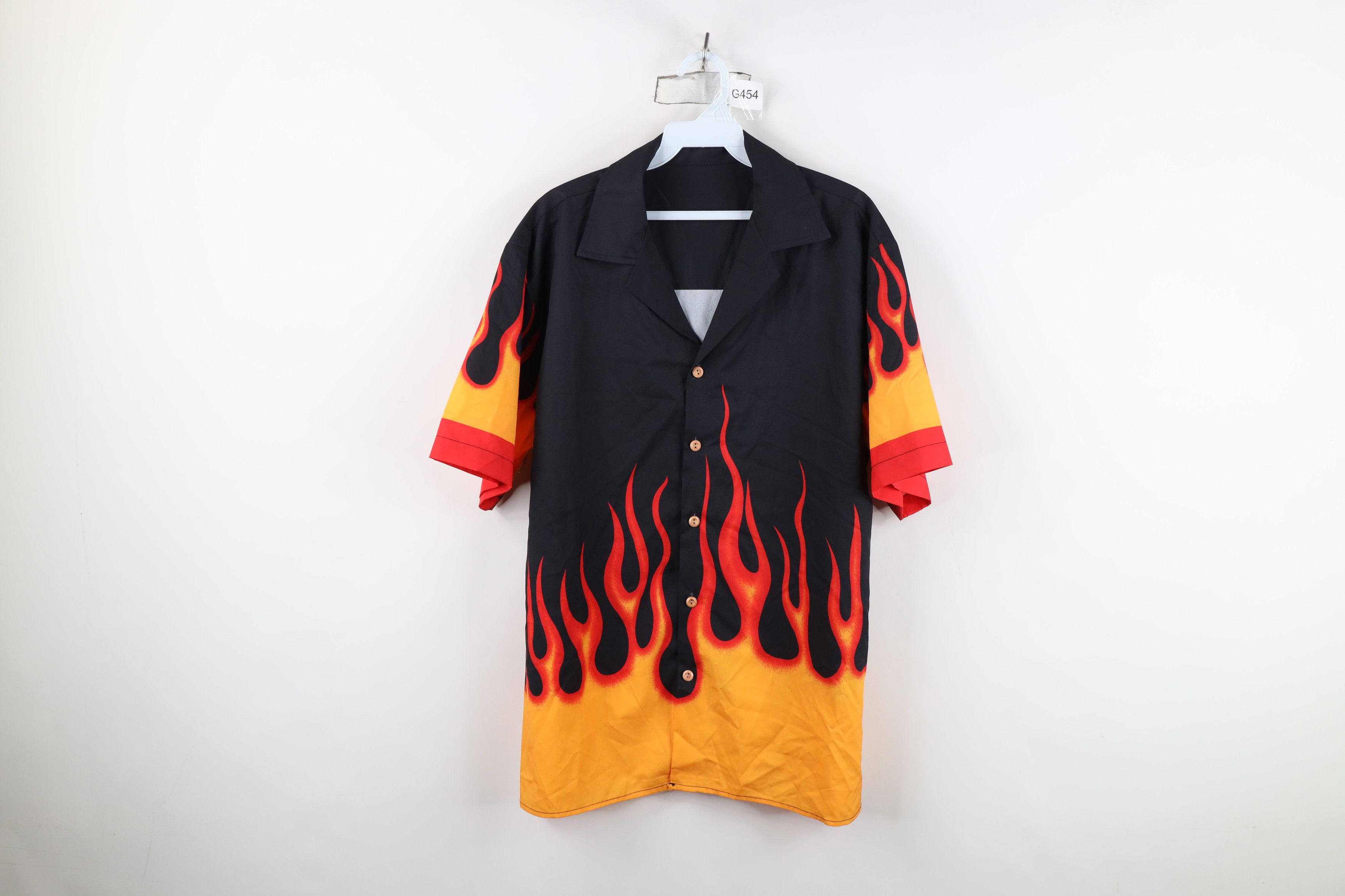 Vintage Vintage 90s Y2K Streetwear Fire Flames Collared Button Shirt Size US L / EU 52-54 / 3 - 1 Thumbnail