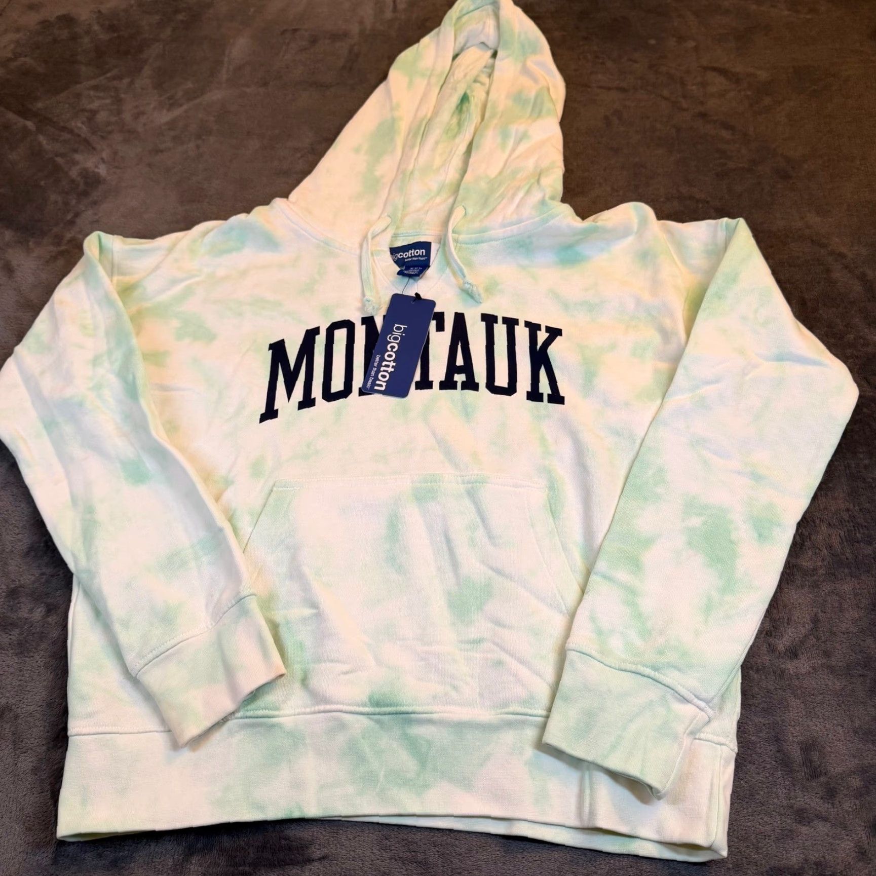Vintage Big Cotton Hoodie Womens Medium Green White Montauk Tie Dye Pullover G7152 NEW Size M / US 6-8 / IT 42-44 - 2 Thumbnail