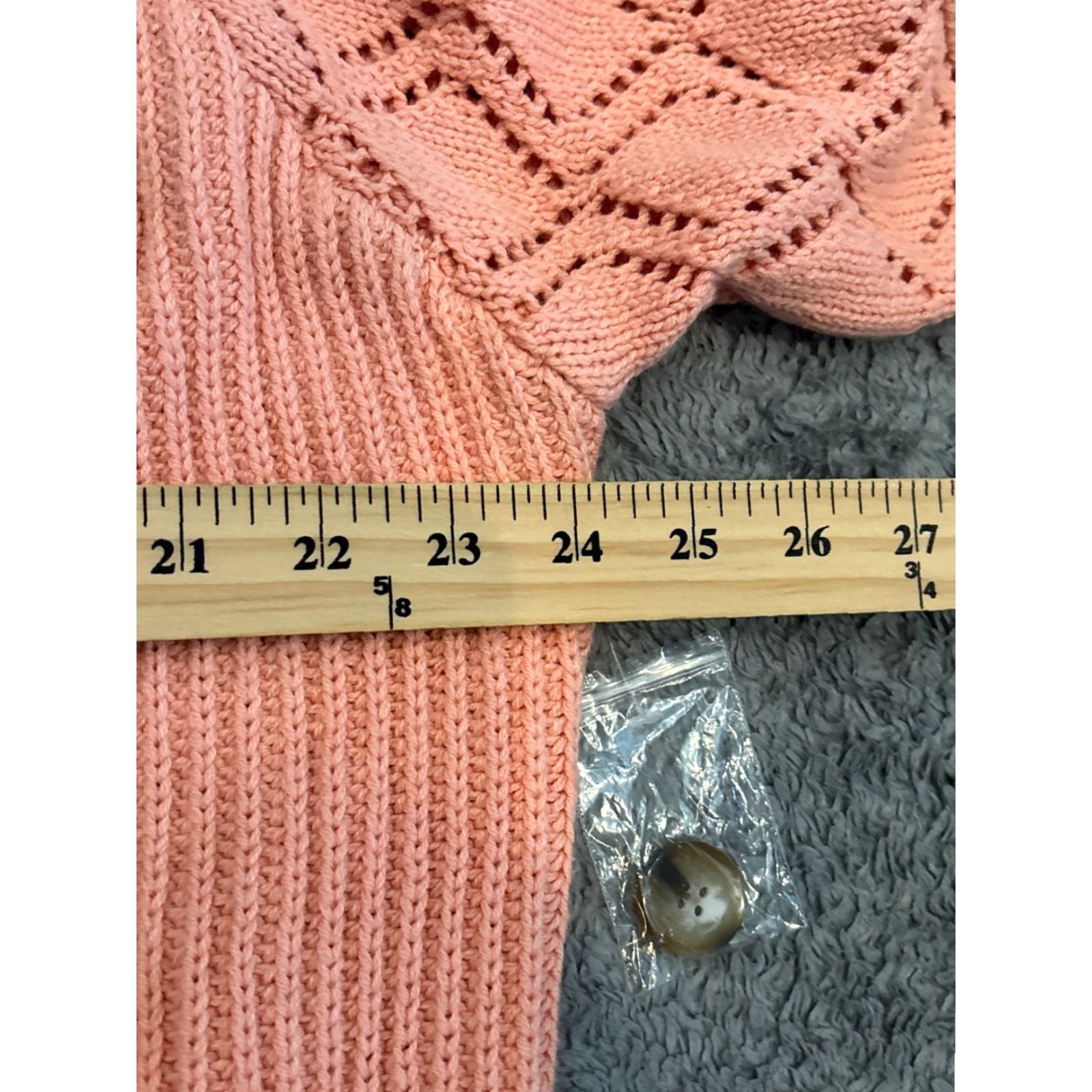 Vintage Love Ellie Cardigan Sweater Womens 1X Peach Long Sleeve V-Neck Button Front Size XL / US 12-14 / IT 48-50 - 3 Thumbnail