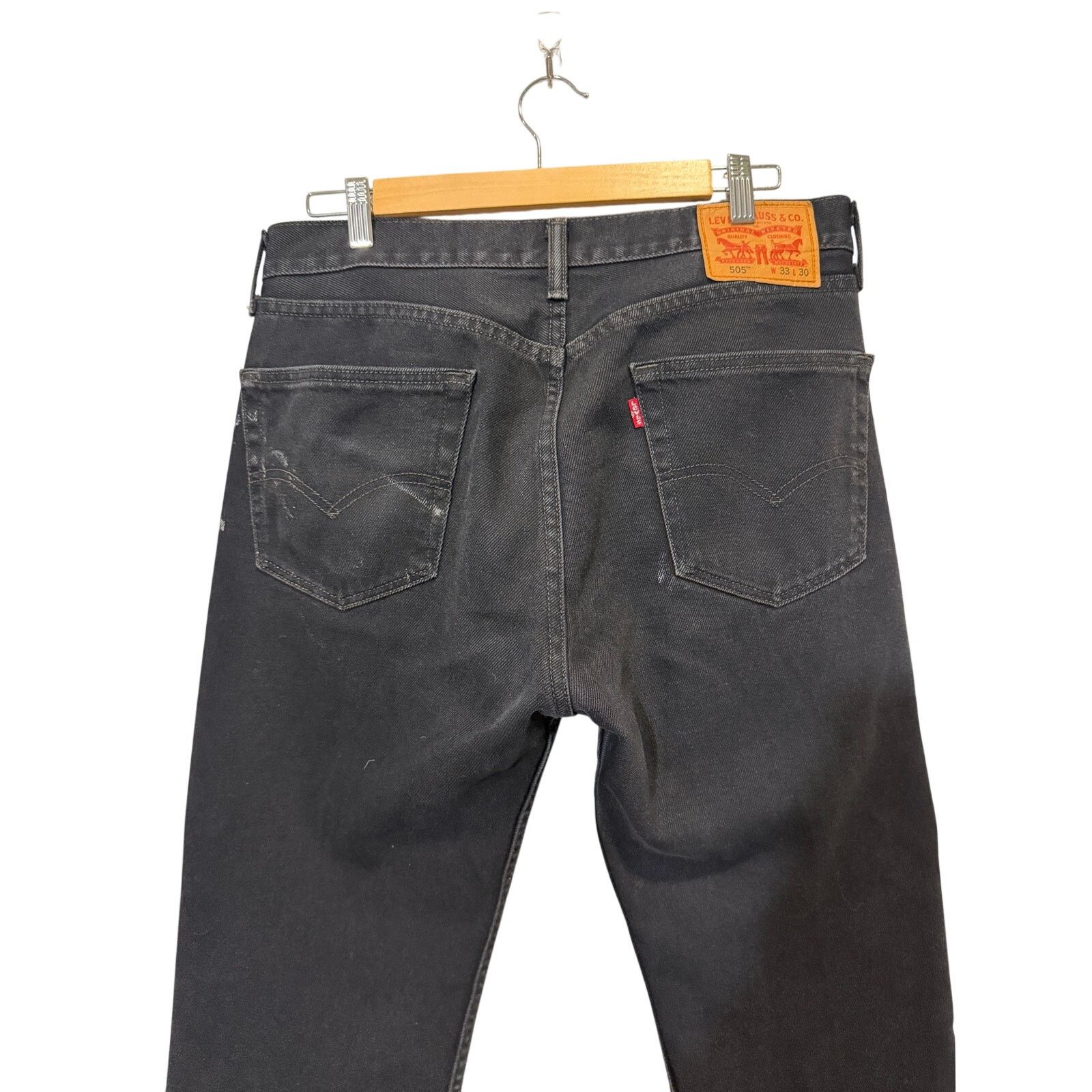 Levi's Levi’s 505 Regular Fit Jeans Men’s 33x30 Black Denim Size US 33 - 3 Thumbnail