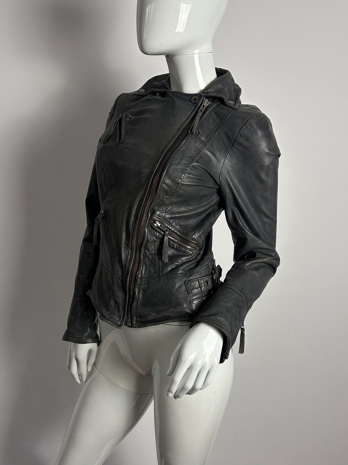 Other Vintage distressed biker asymmetric leather jacket Size S / US 4 / IT 40 - 6 Thumbnail