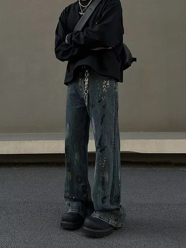 Japanese Brand × Jean Retro straight leg ripped high street jeans Size US 32 / EU 48 - 3 Thumbnail