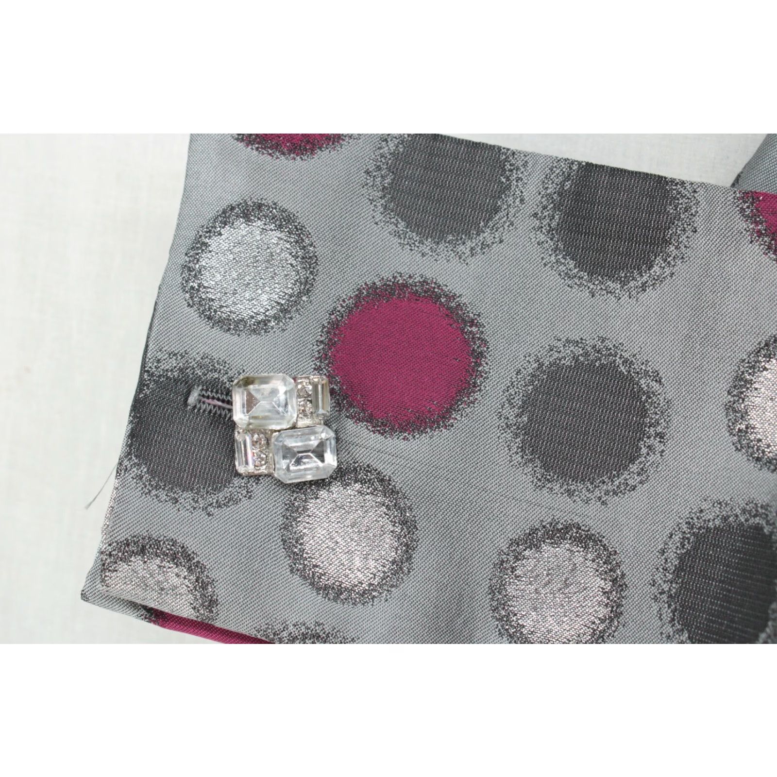 Vintage VINTAGE Dorinda Clark Cole Rose Collection Silver Party Dress Polka Dot Knee Length Lined Satin Belted Bow Shoulder Pads Womens Size 10 Size L / US 10 / IT 46 - 7 Thumbnail