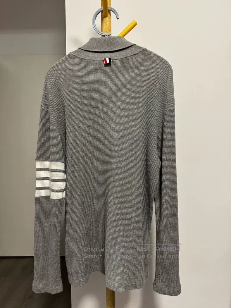 Thom Browne Thom Browne Gray Four Striped Waffle High Neck Sweater Size US S / EU 44-46 / 1 - 2 Thumbnail