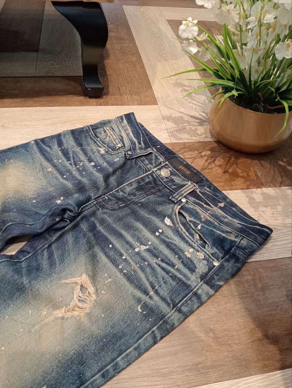 Japanese Brand LAGUST BLUE DISTRESSED ANKLE ZIP FLARED JEANS Size US 33 - 5 Thumbnail