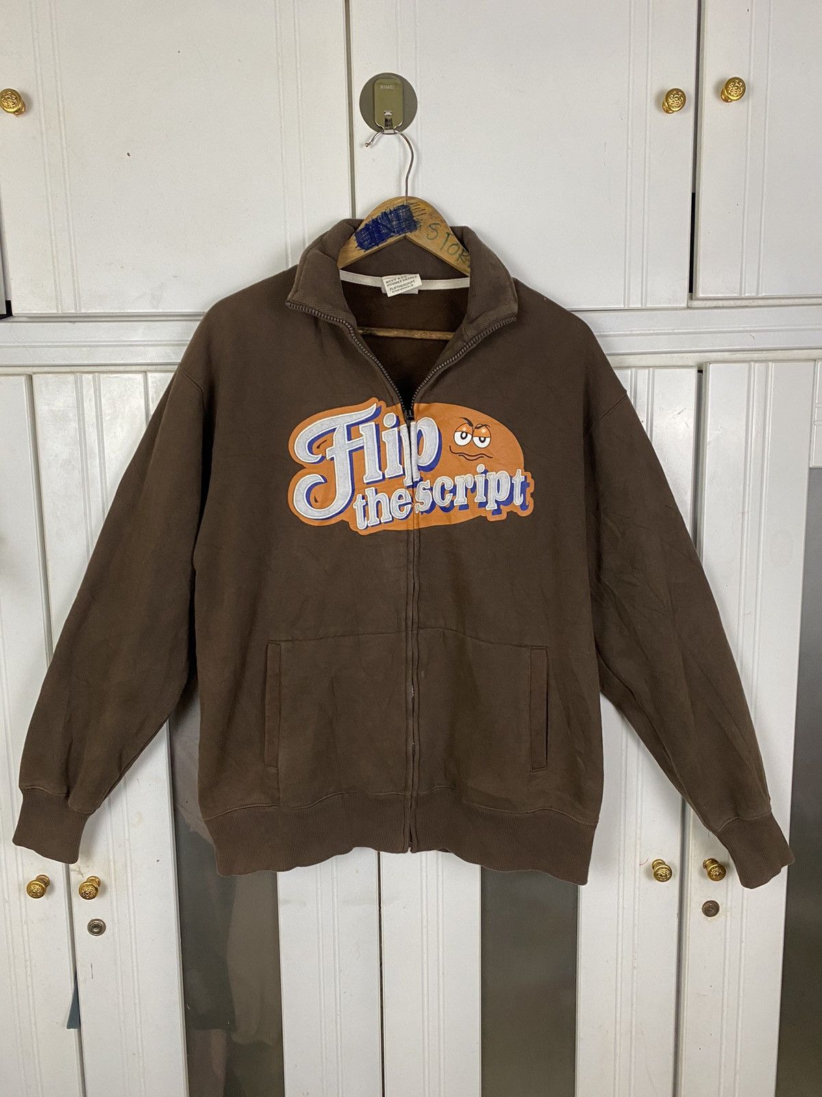 image of Vintage Flip The Script Zipper Jacket in Brown, Men's (Size Large)