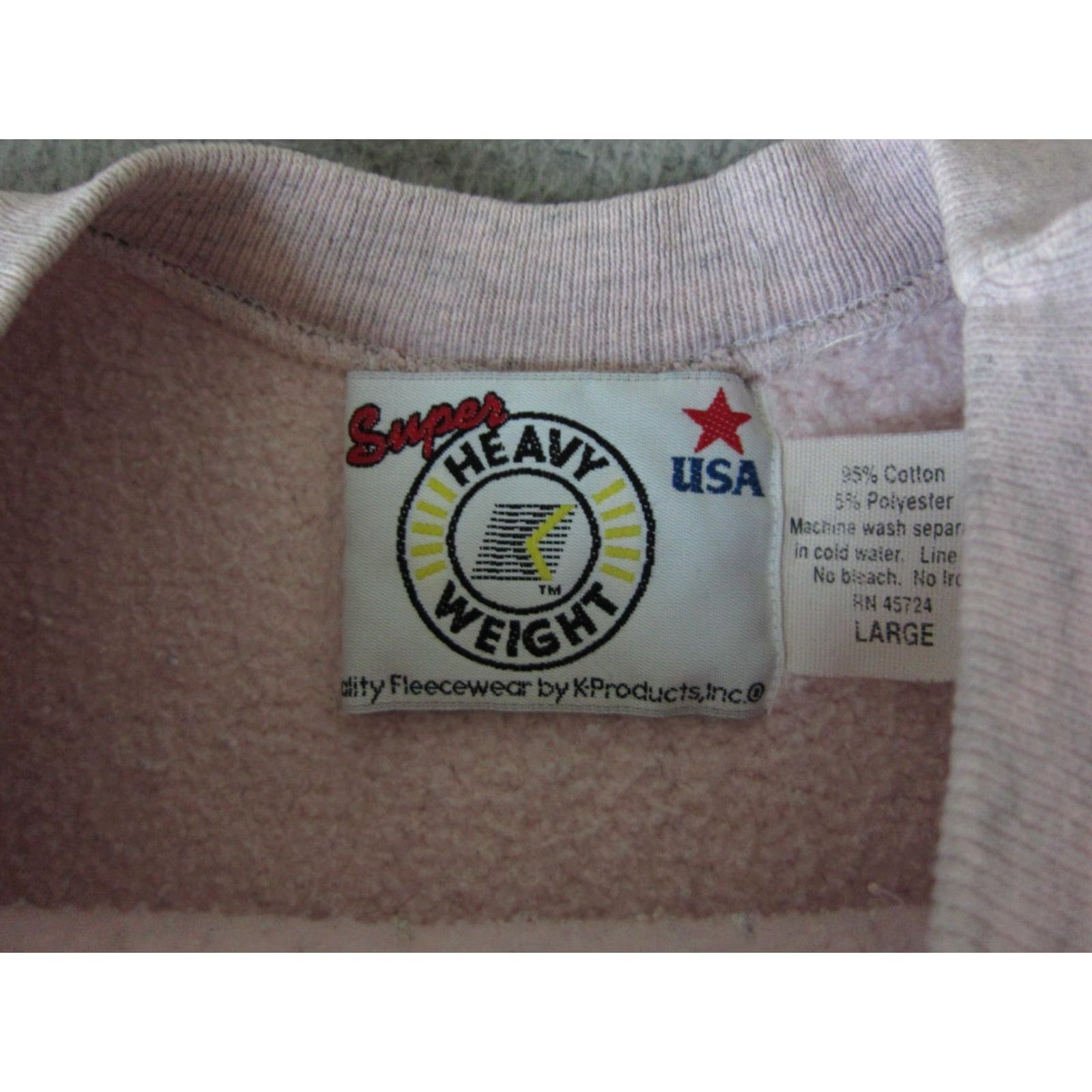Vintage VINTAGE K Products Sweatshirt Mens L Pink 90s United States Cotton Polyester Fleece Crew Neck Pullover All Seasons Regular Knit Shirt Sweater Size US L / EU 52-54 / 3 - 6 Thumbnail