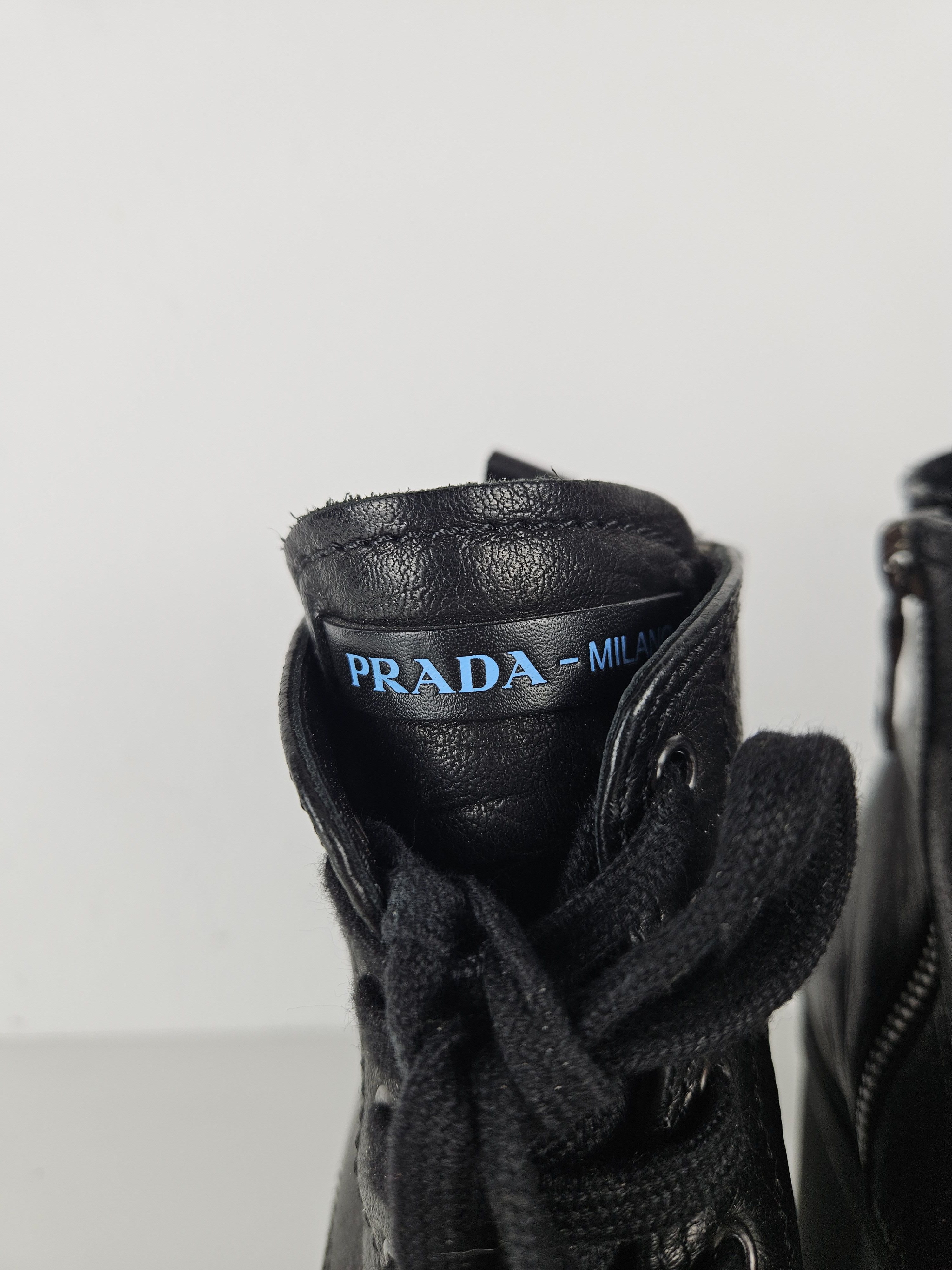 Prada Prada lace up block heel notched sole ankle boots Size US 8.5 / IT 38.5 - 12 Thumbnail